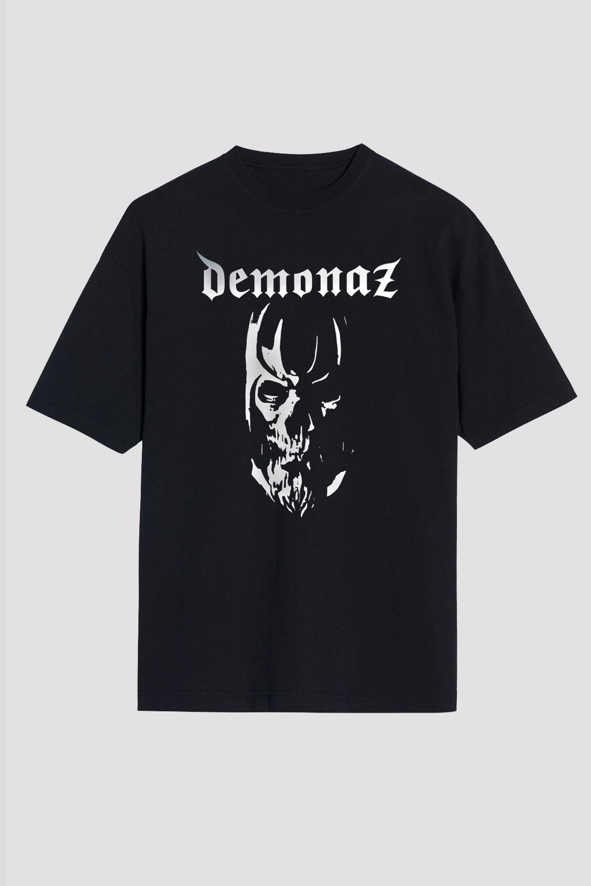 Demonaz Baskılı Unisex Siyah Oversize Tişört