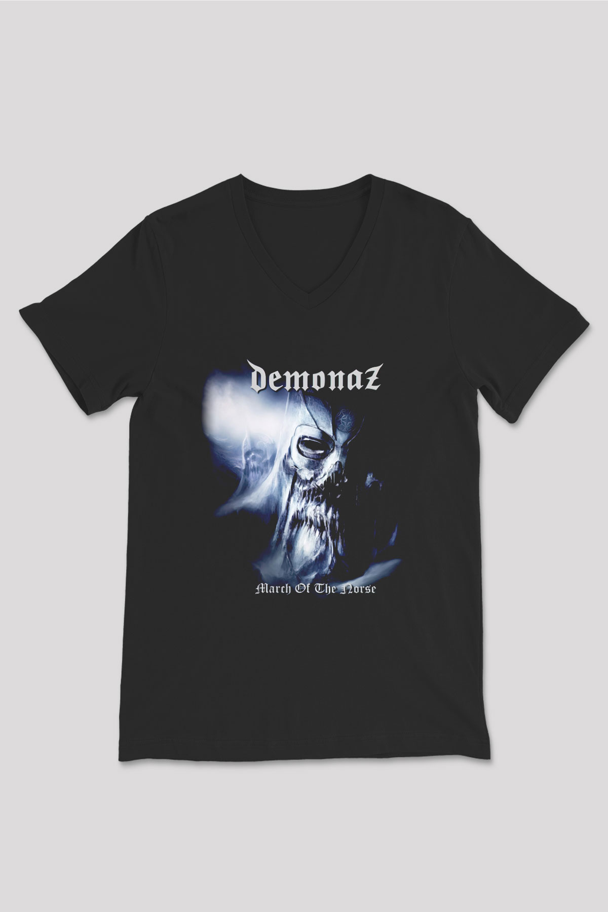 Demonaz Siyah Unisex V Yaka Tişört