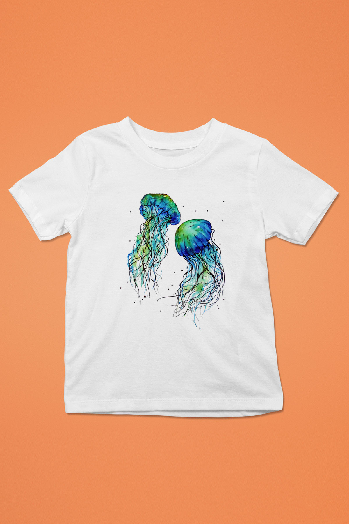 Deniz canlıları Baskılı Beyaz Unisex Çocuk Tişört