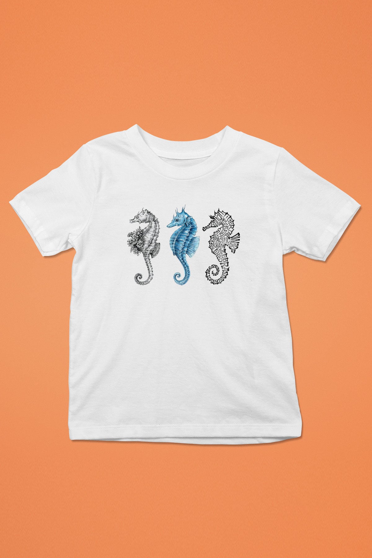 Deniz canlıları Baskılı Beyaz Unisex Çocuk Tişört