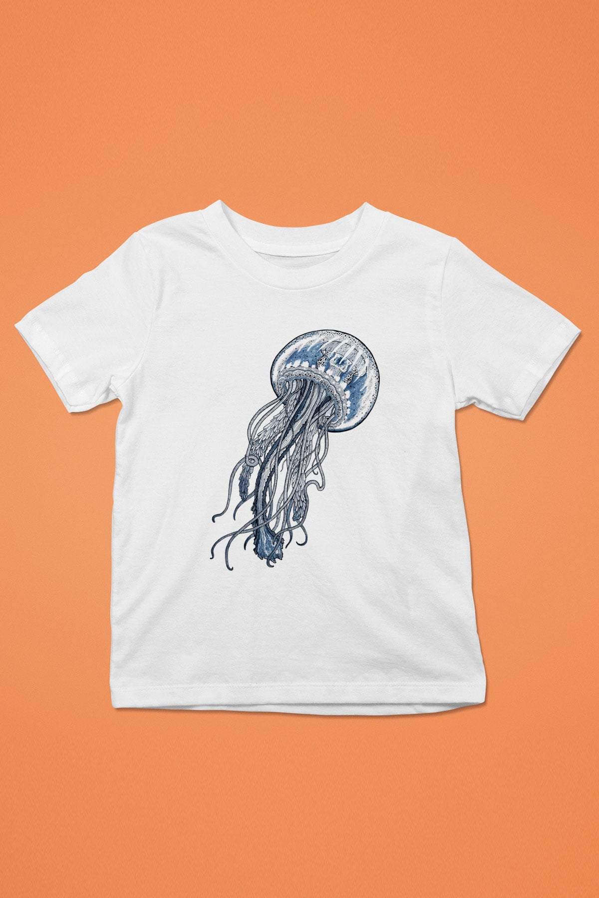 Deniz canlıları Baskılı Beyaz Unisex Çocuk Tişört