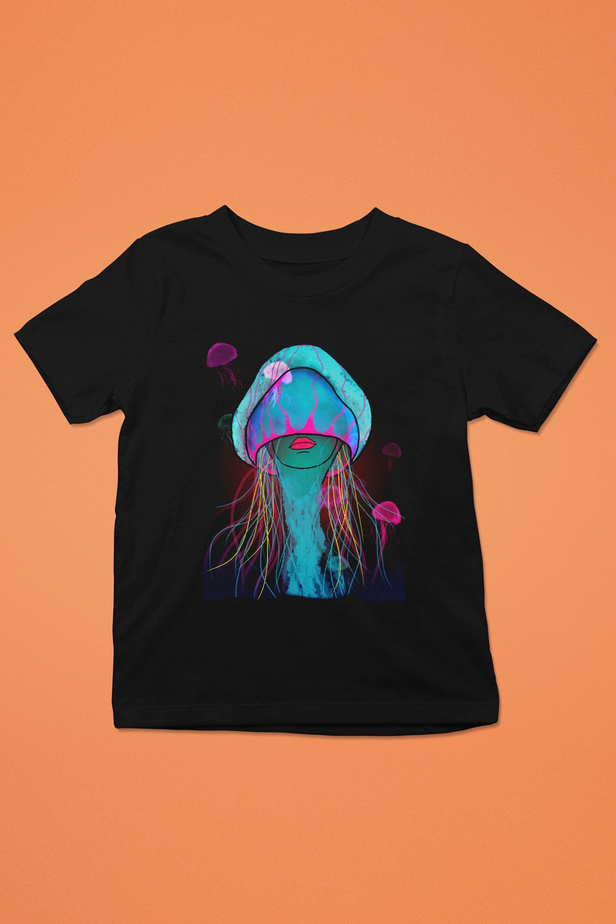 Deniz canlıları Baskılı Siyah Unisex Çocuk Tişört