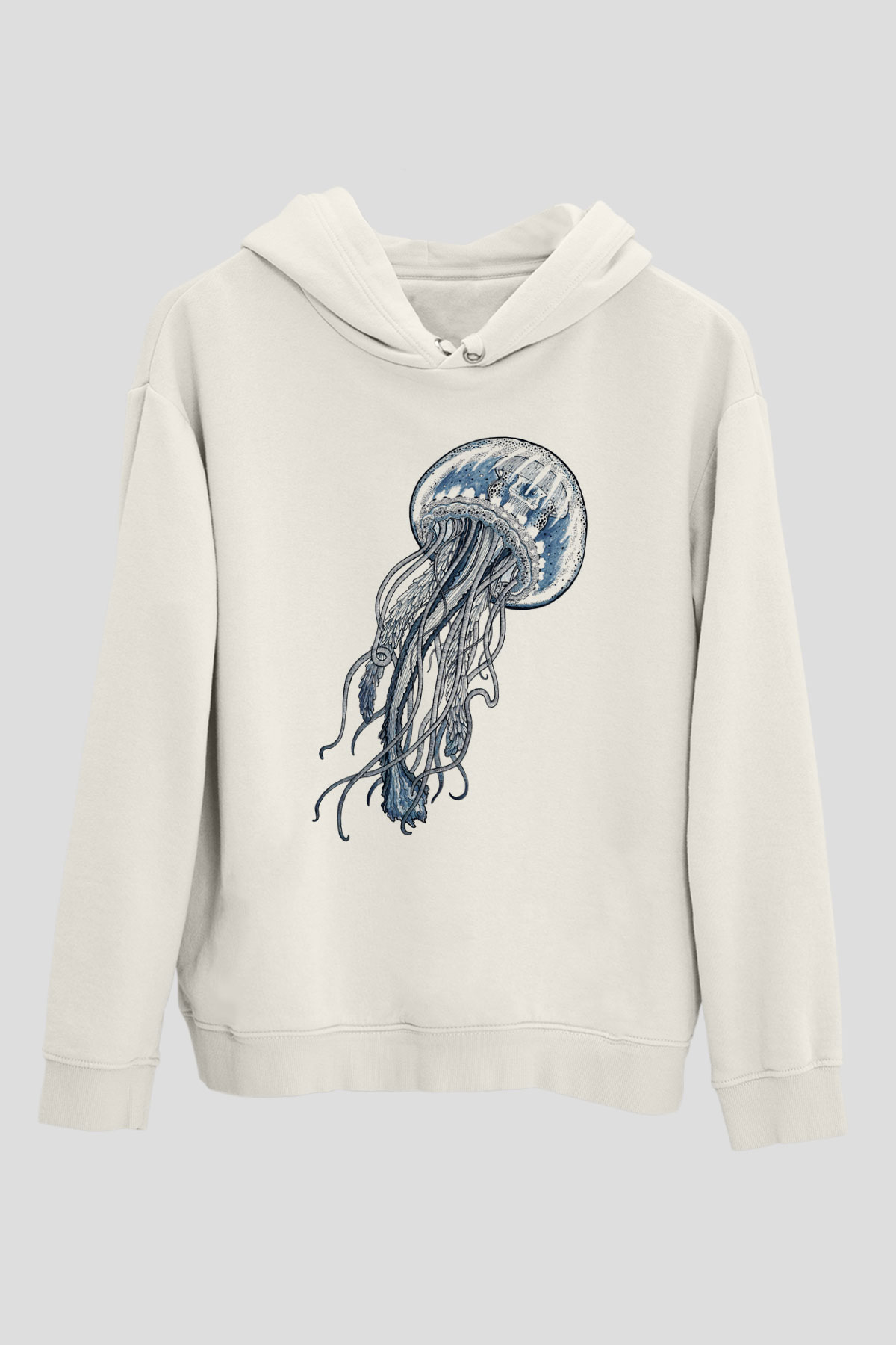 Deniz canlıları Beyaz Unisex Kapşonlu Sweatshirt