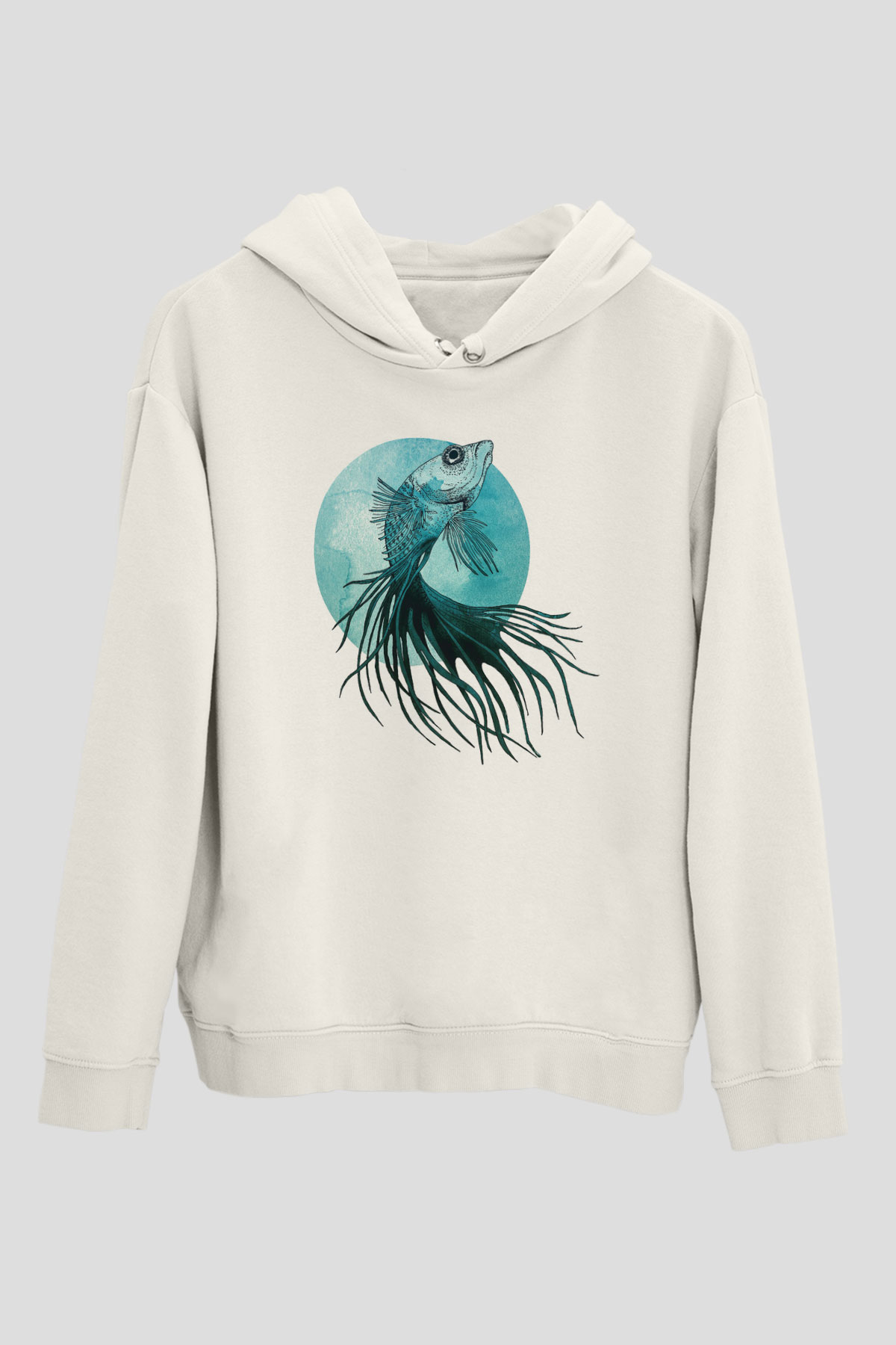 Deniz canlıları Beyaz Unisex Kapşonlu Sweatshirt