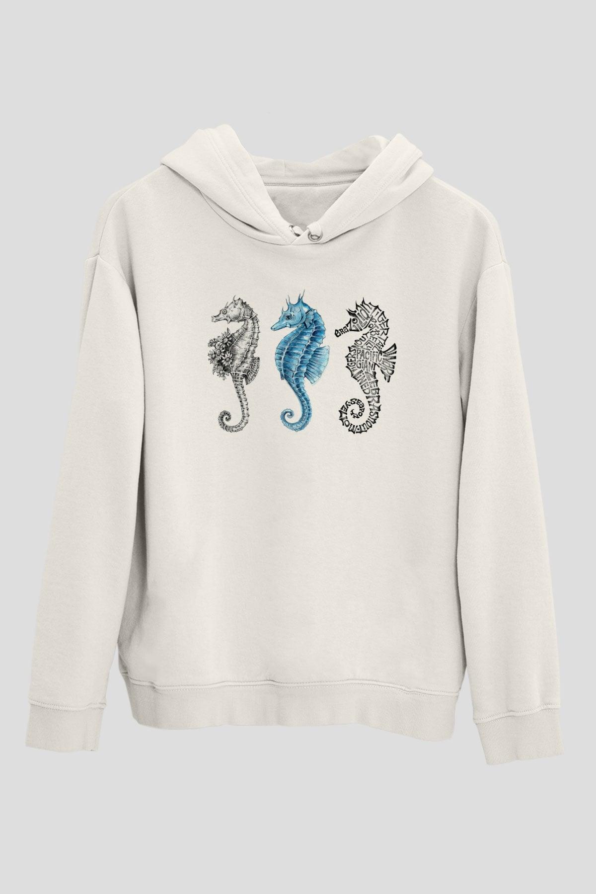 Deniz canlıları Beyaz Unisex Kapşonlu Sweatshirt