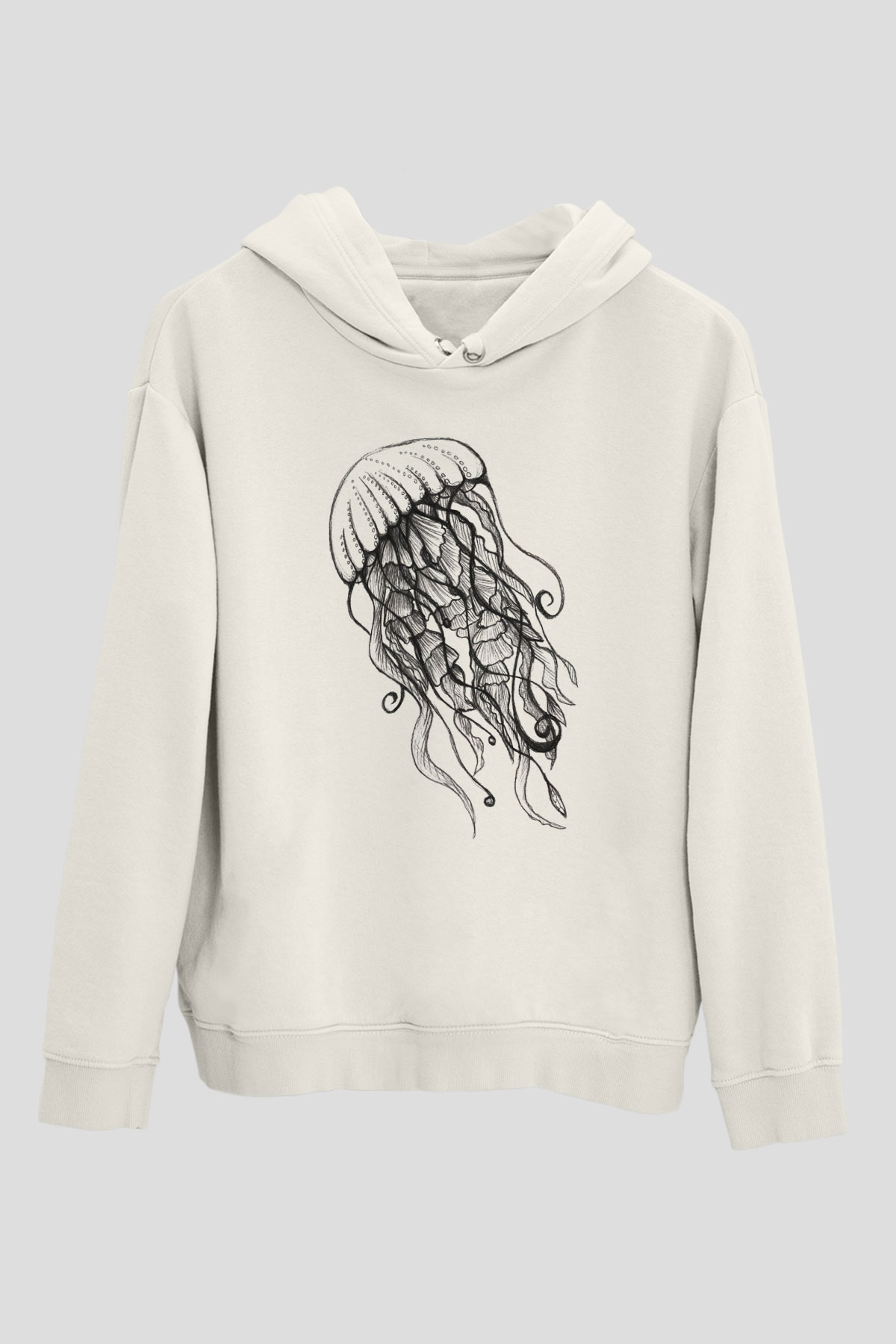 Deniz canlıları Beyaz Unisex Kapşonlu Sweatshirt