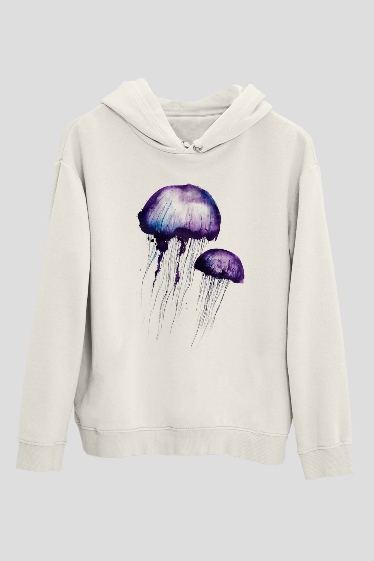 Deniz canlıları Beyaz Unisex Kapşonlu Sweatshirt