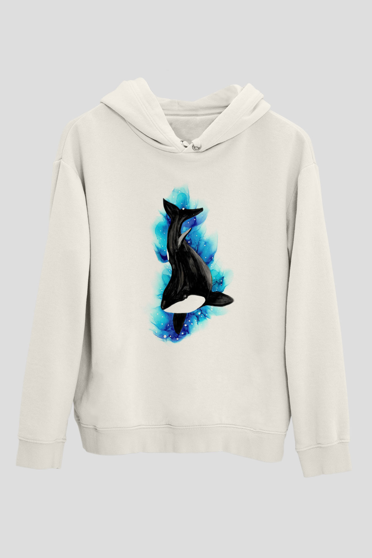 Deniz canlıları Beyaz Unisex Kapüşonlu Sweatshirt