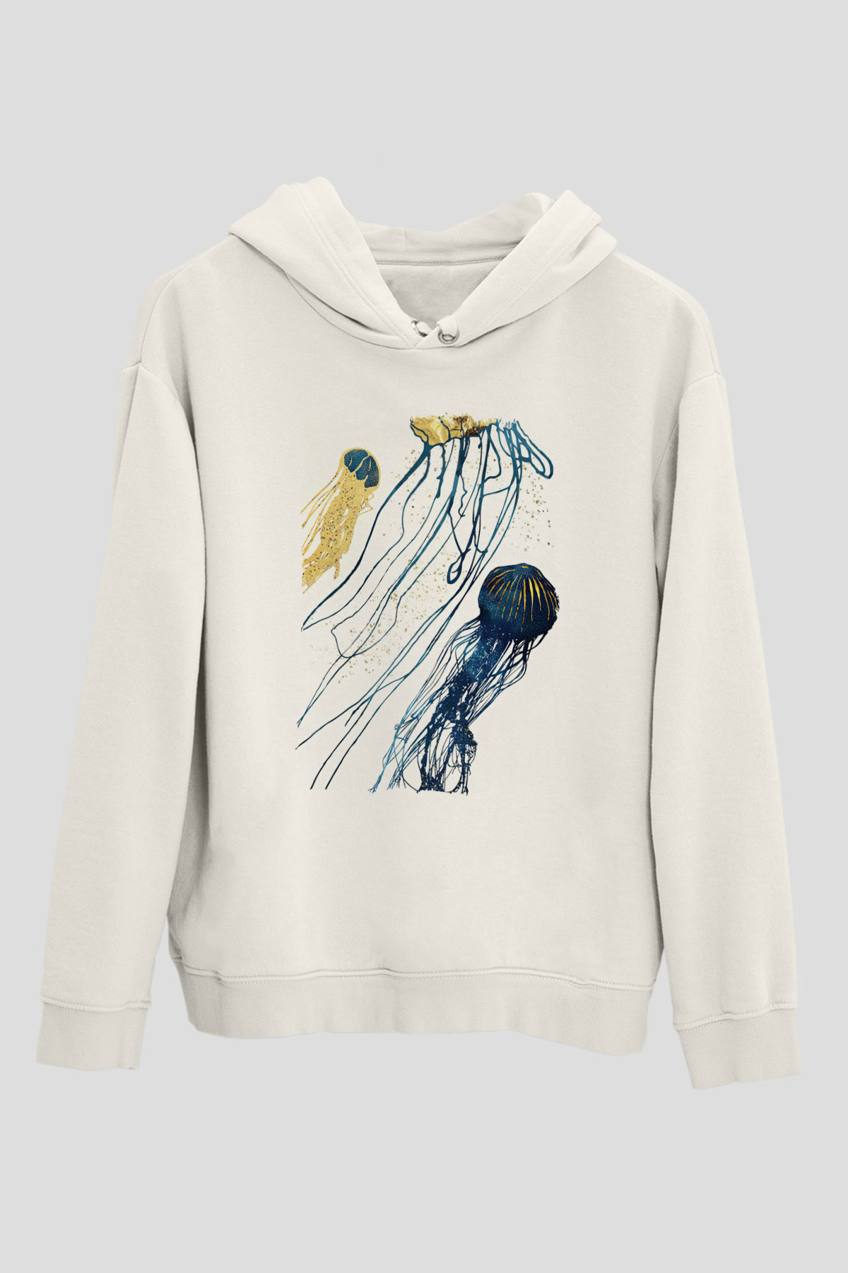 Deniz canlıları Beyaz Unisex Kapüşonlu Sweatshirt