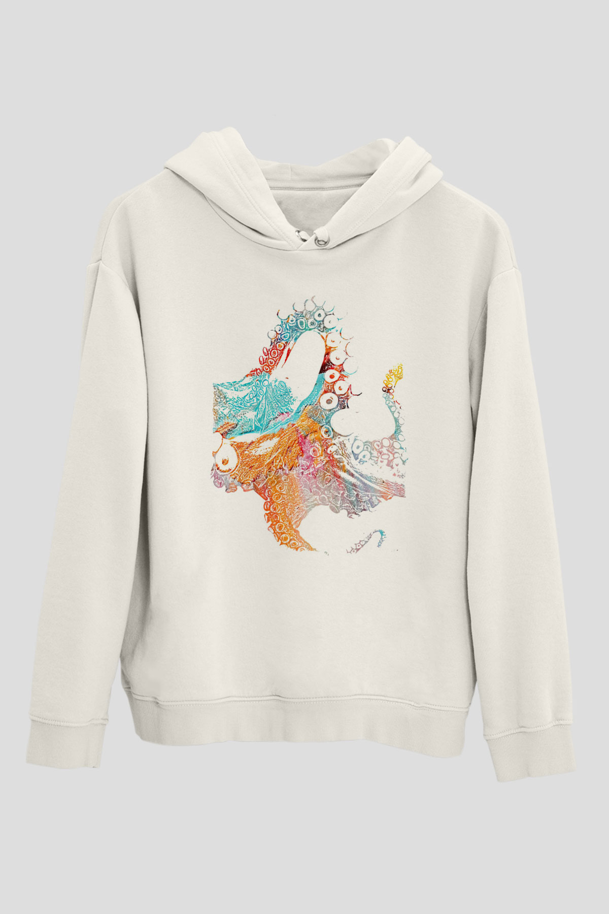 Deniz canlıları Beyaz Unisex Kapüşonlu Sweatshirt
