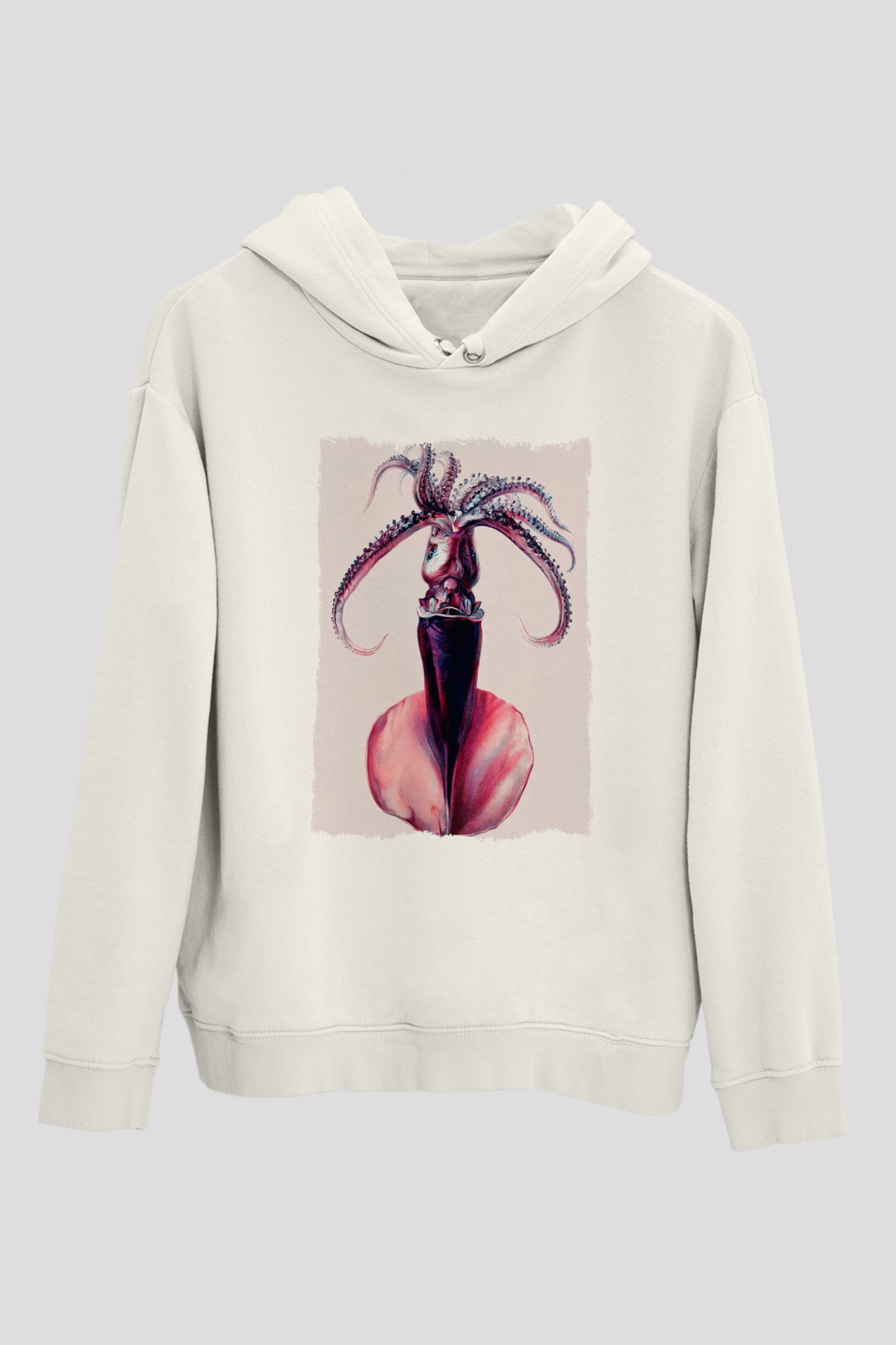 Deniz canlıları Beyaz Unisex Kapüşonlu Sweatshirt