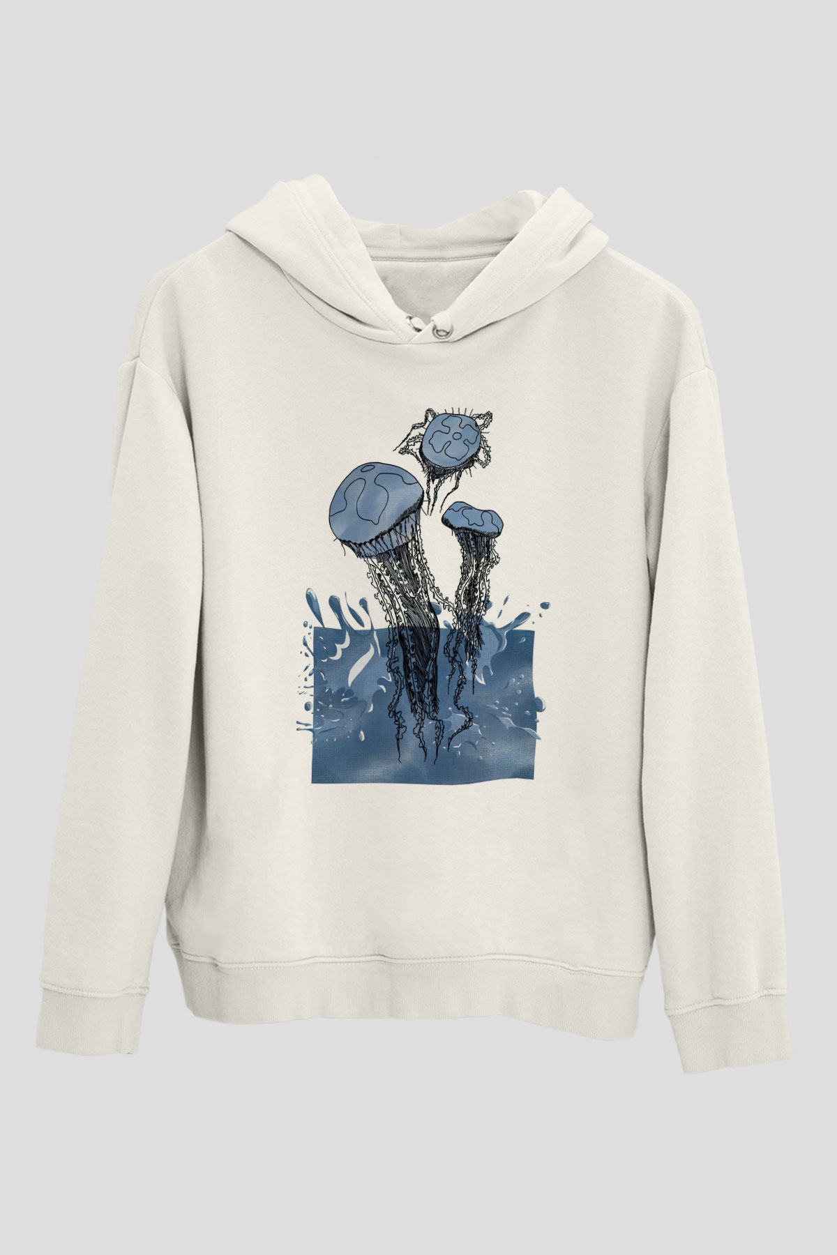 Deniz canlıları Beyaz Unisex Kapüşonlu Sweatshirt