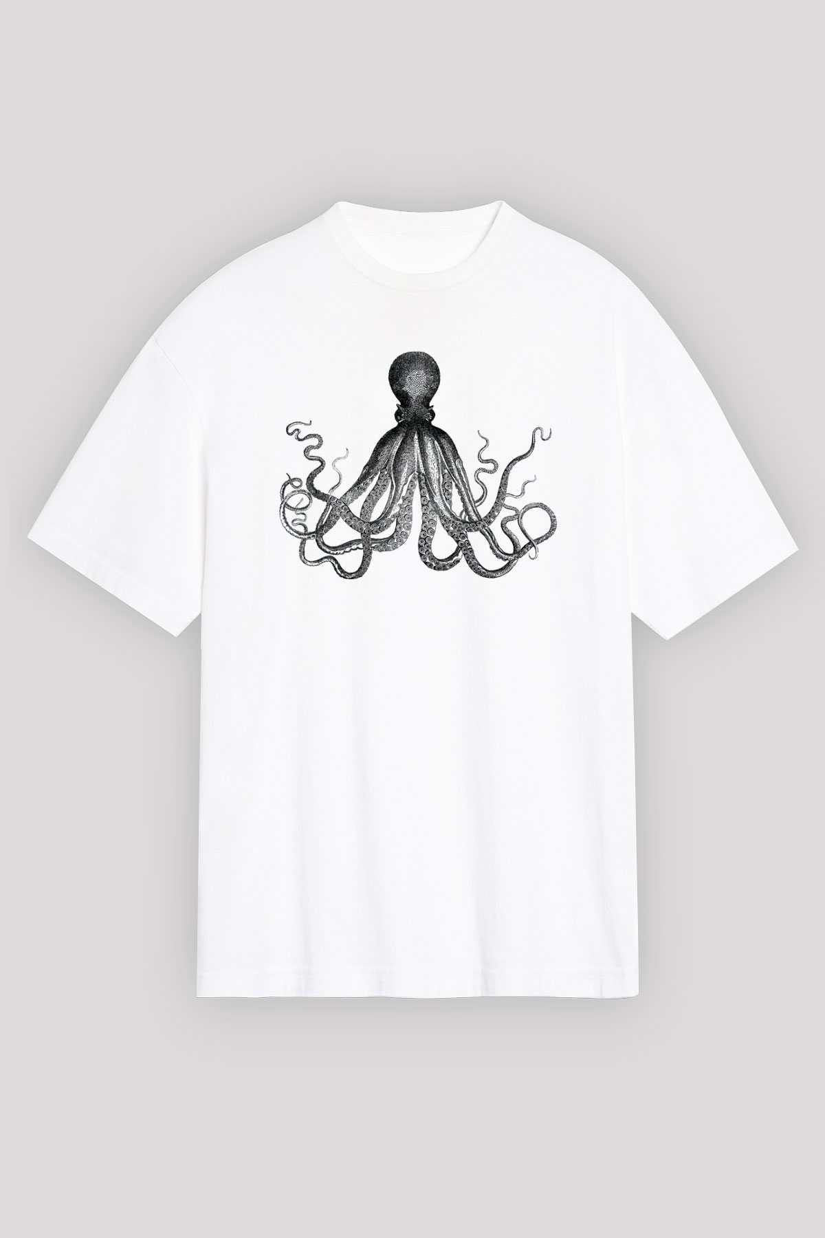 Deniz canlıları Beyaz Unisex Oversize Tişört T-Shirt