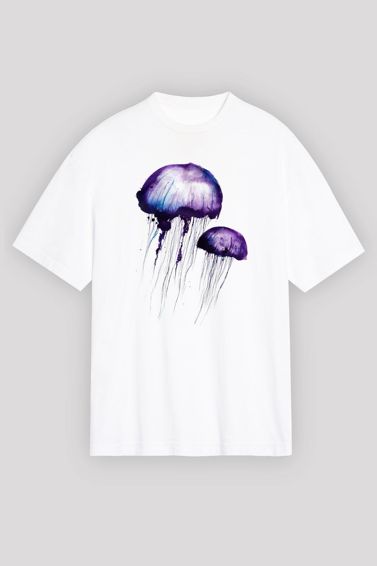 Deniz canlıları Beyaz Unisex Oversize Tişört T-Shirt