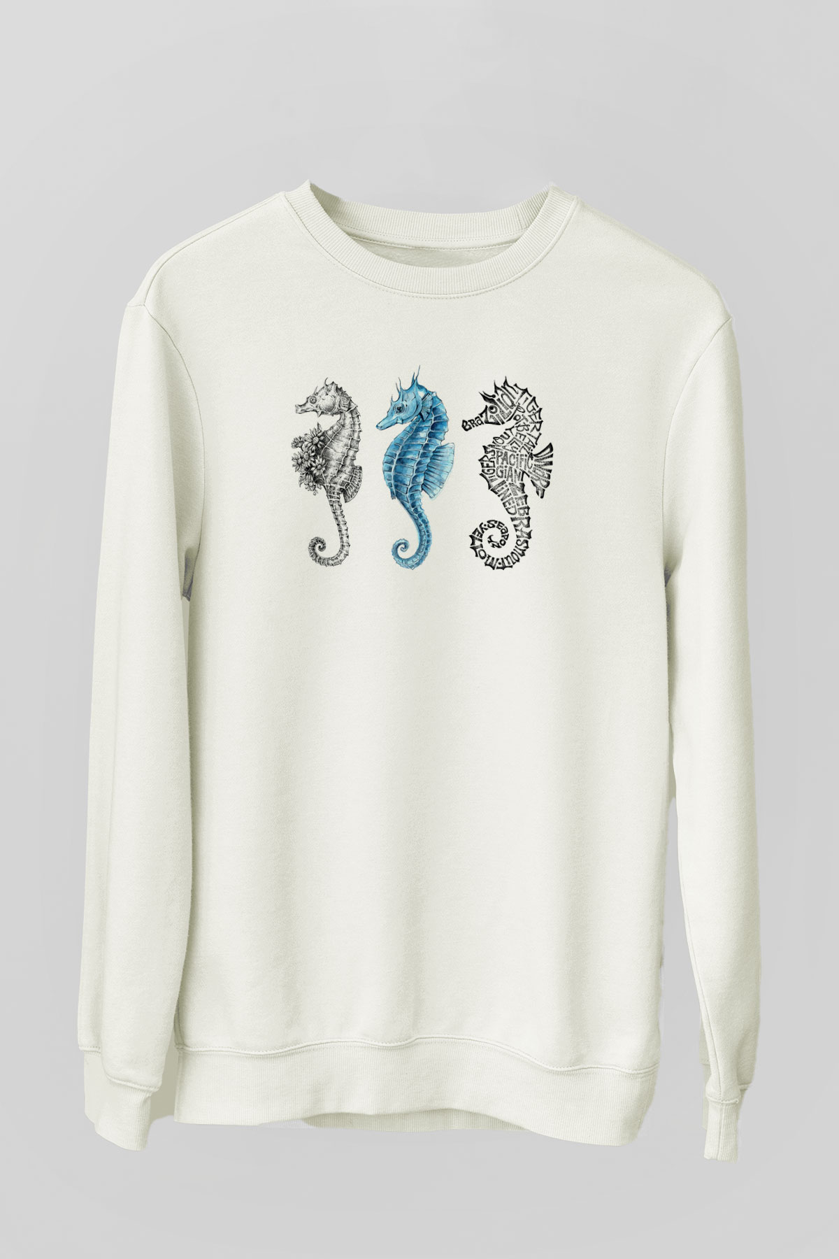 Deniz canlıları Beyaz Unisex Sweatshirt