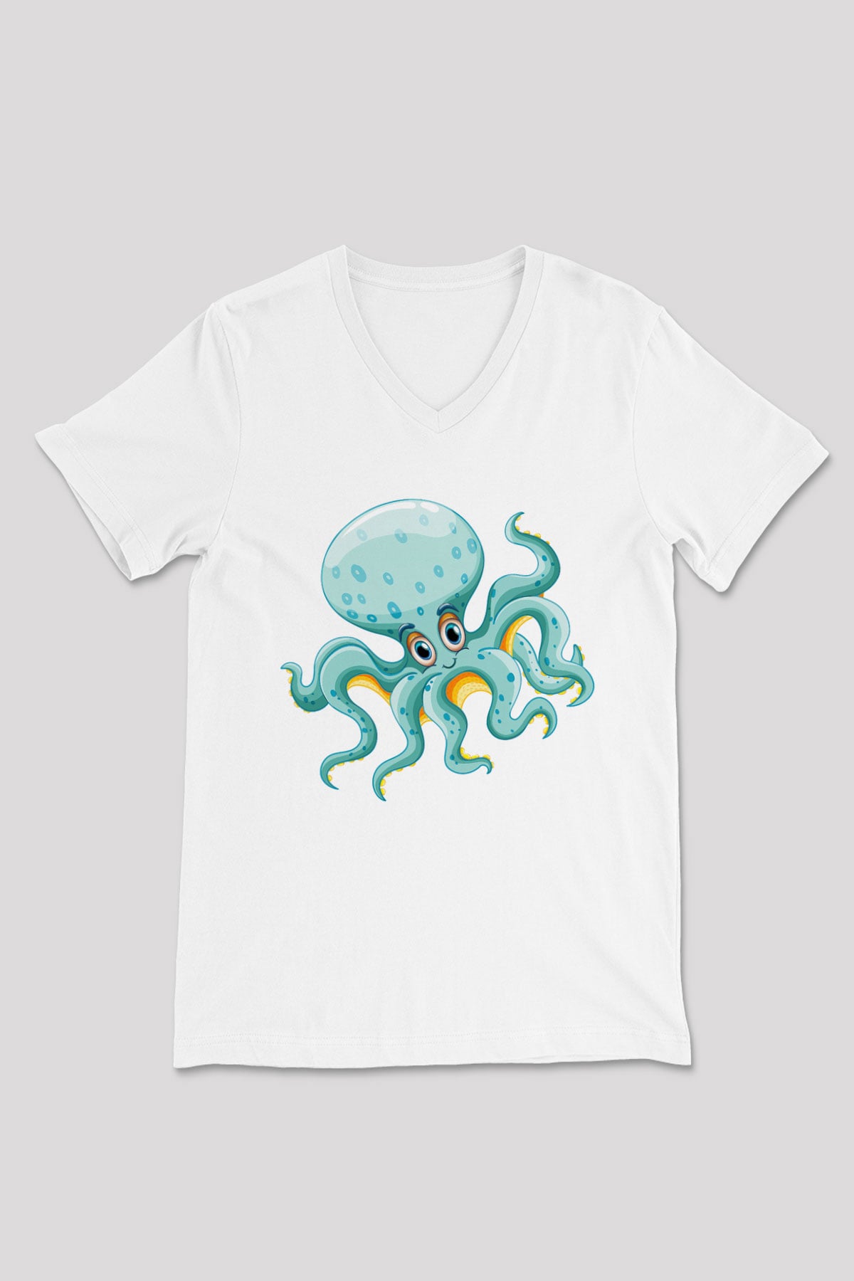 Deniz canlıları Beyaz Unisex V Yaka Tişört T-Shirt