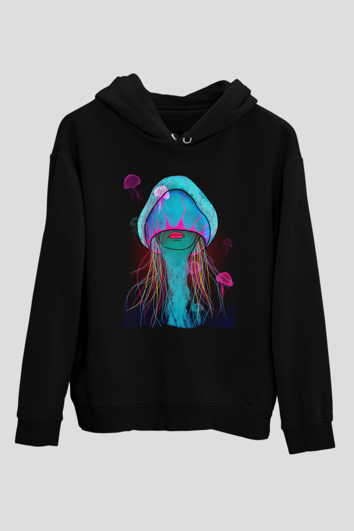 Deniz canlıları Siyah Unisex Hoodie