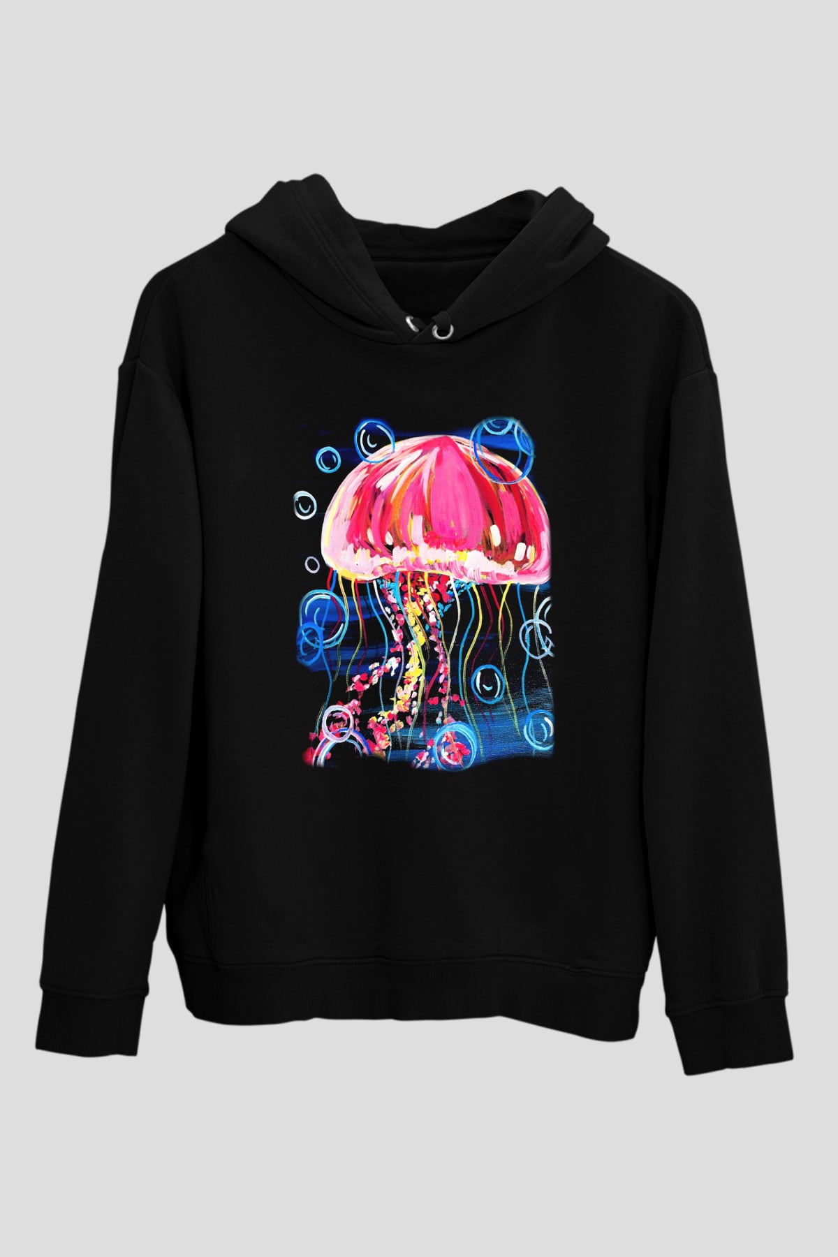 Deniz canlıları Siyah Unisex Hoodie