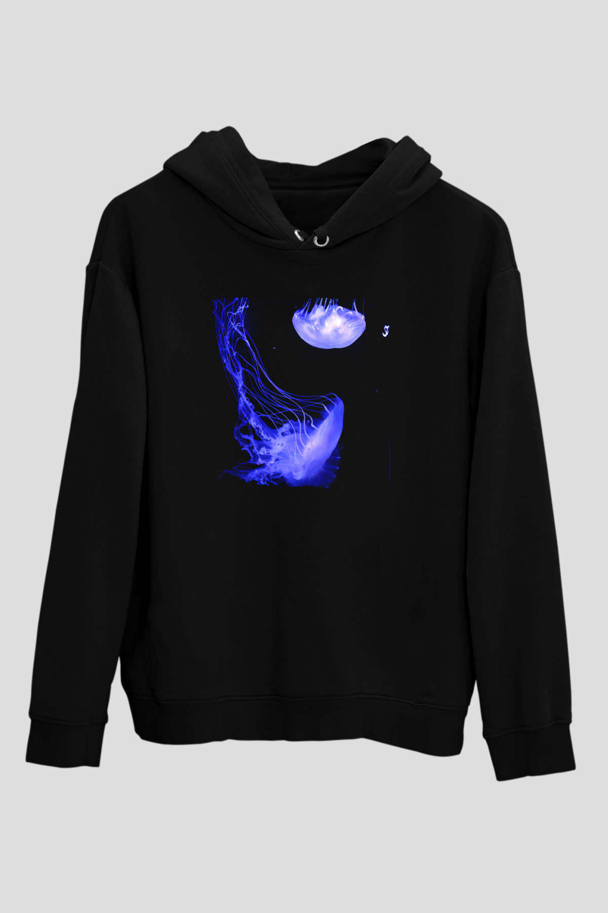 Deniz canlıları Siyah Unisex Kapüşonlu Sweatshirt