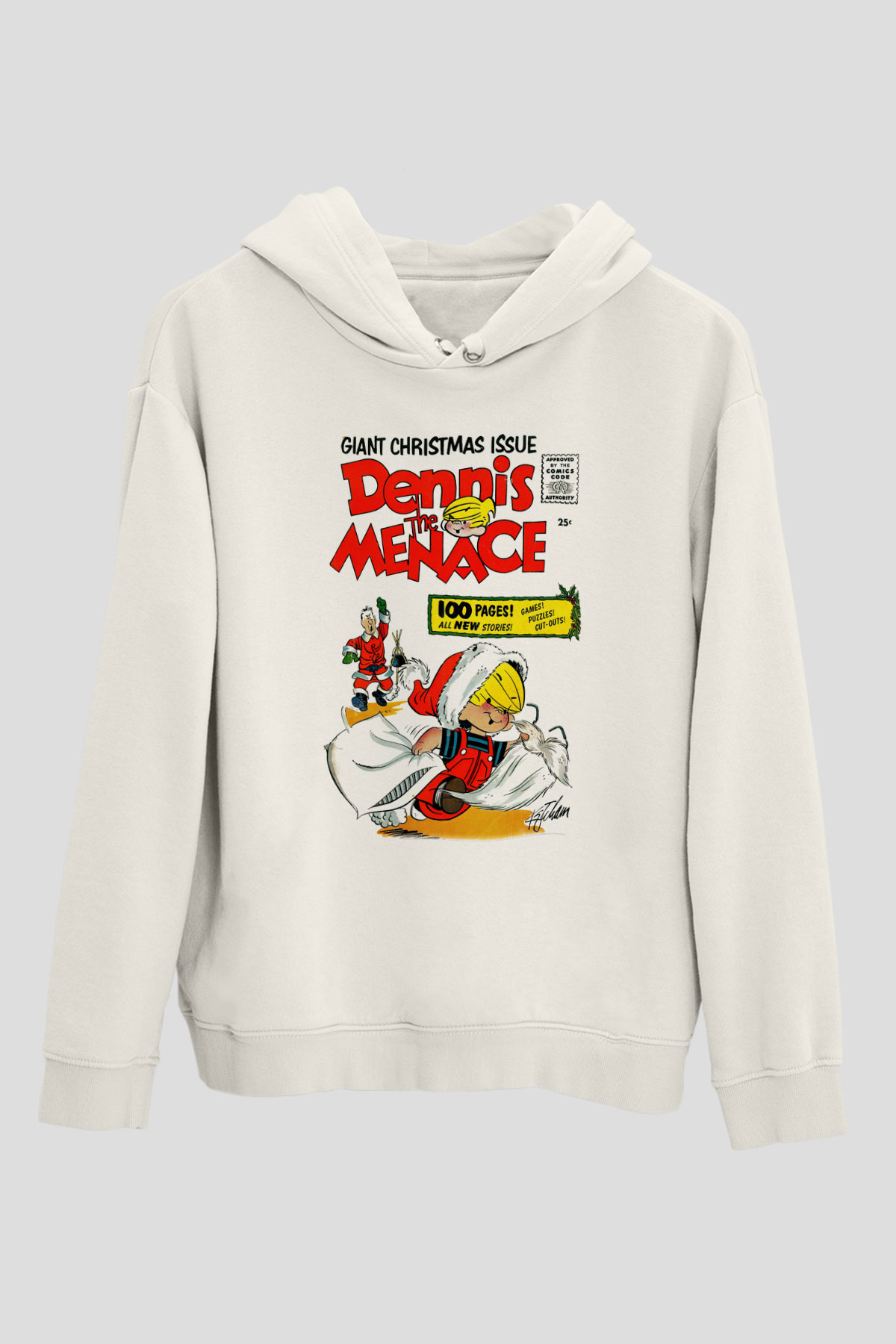 Dennis the Menace Beyaz Unisex Kapşonlu Sweatshirt