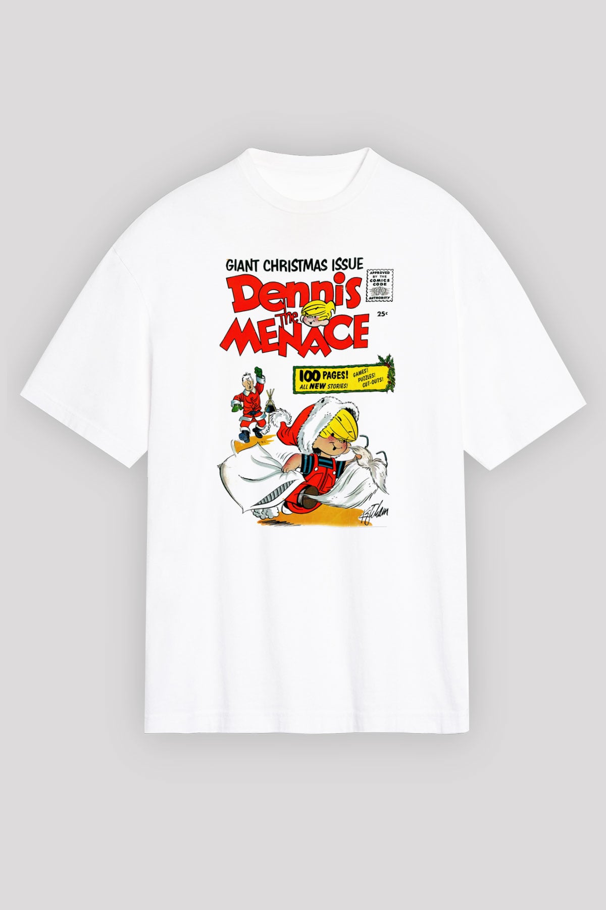 Dennis the Menace Beyaz Unisex Oversize Tişört