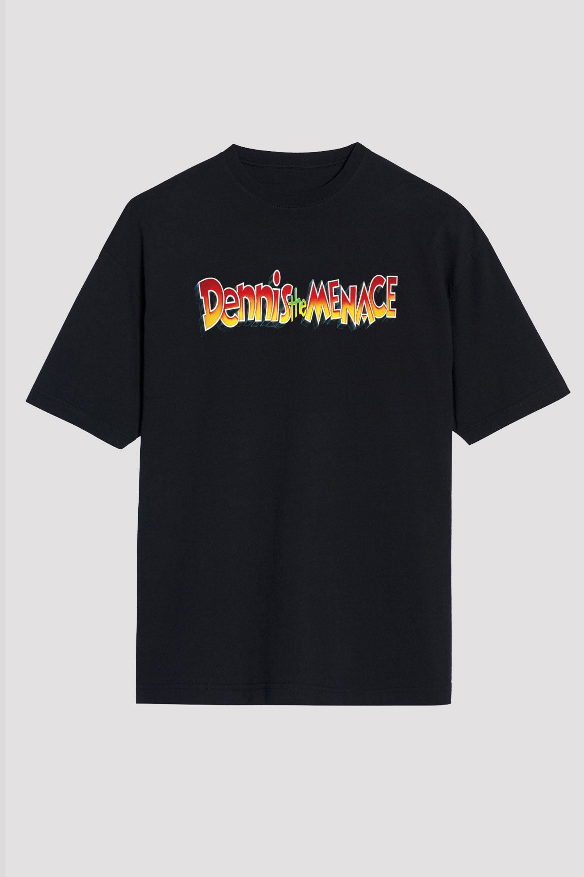 Dennis the Menace Siyah Unisex Oversize Tişört T-Shirt
