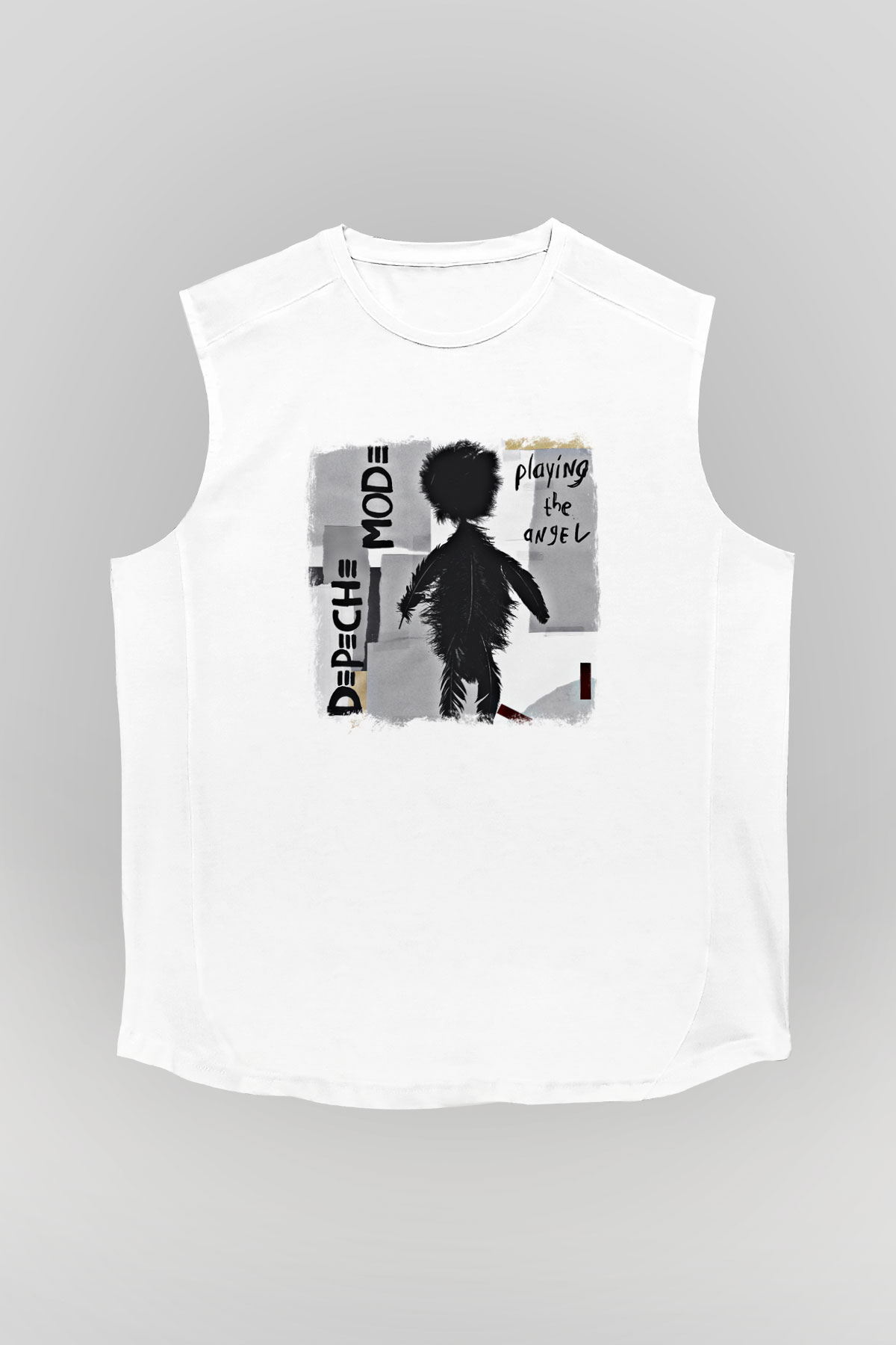 Depeche Mode Baskılı Unisex Beyaz Kolsuz Tişört