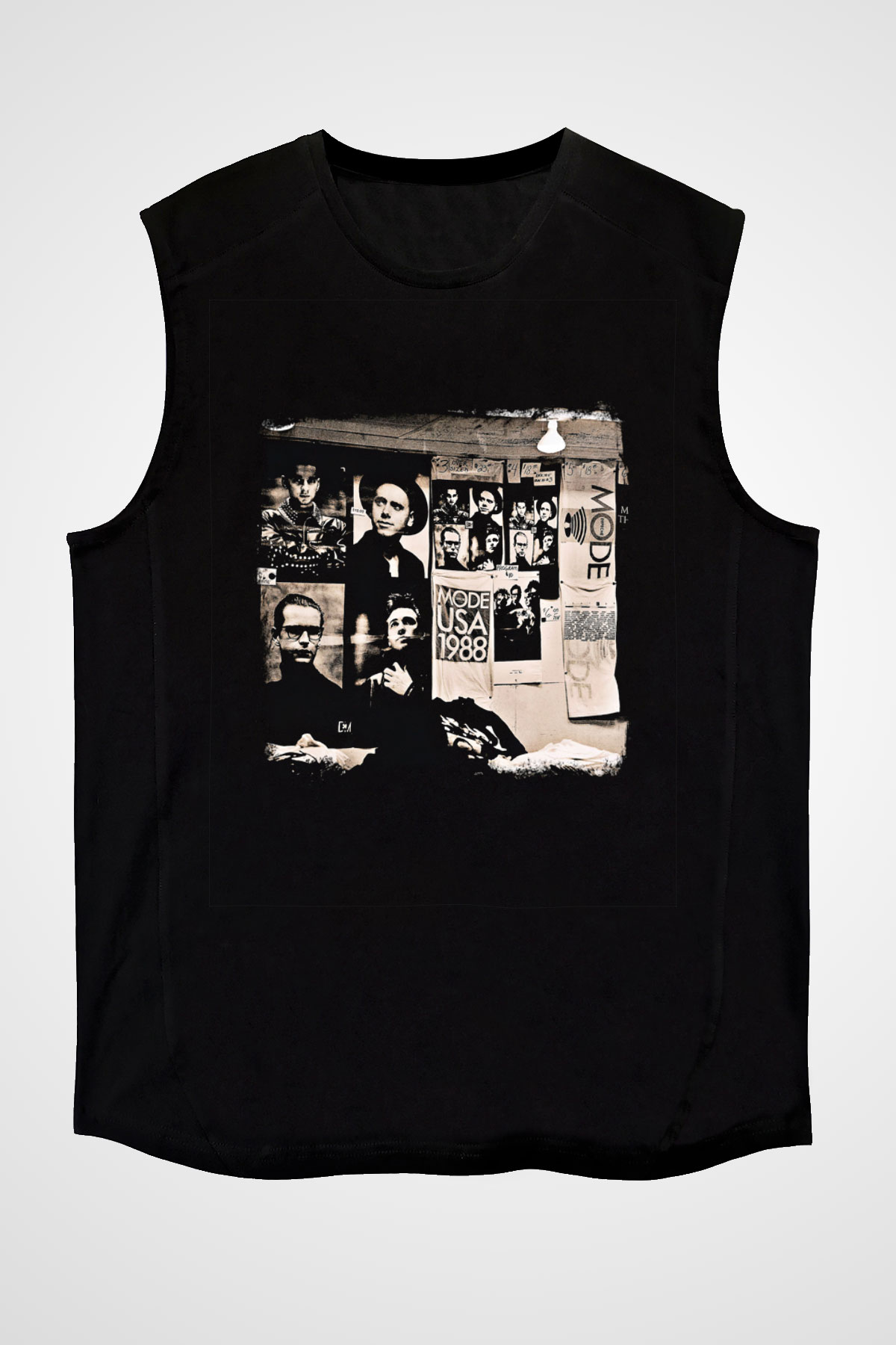 Depeche Mode Baskılı Unisex Siyah Kolsuz Tişört