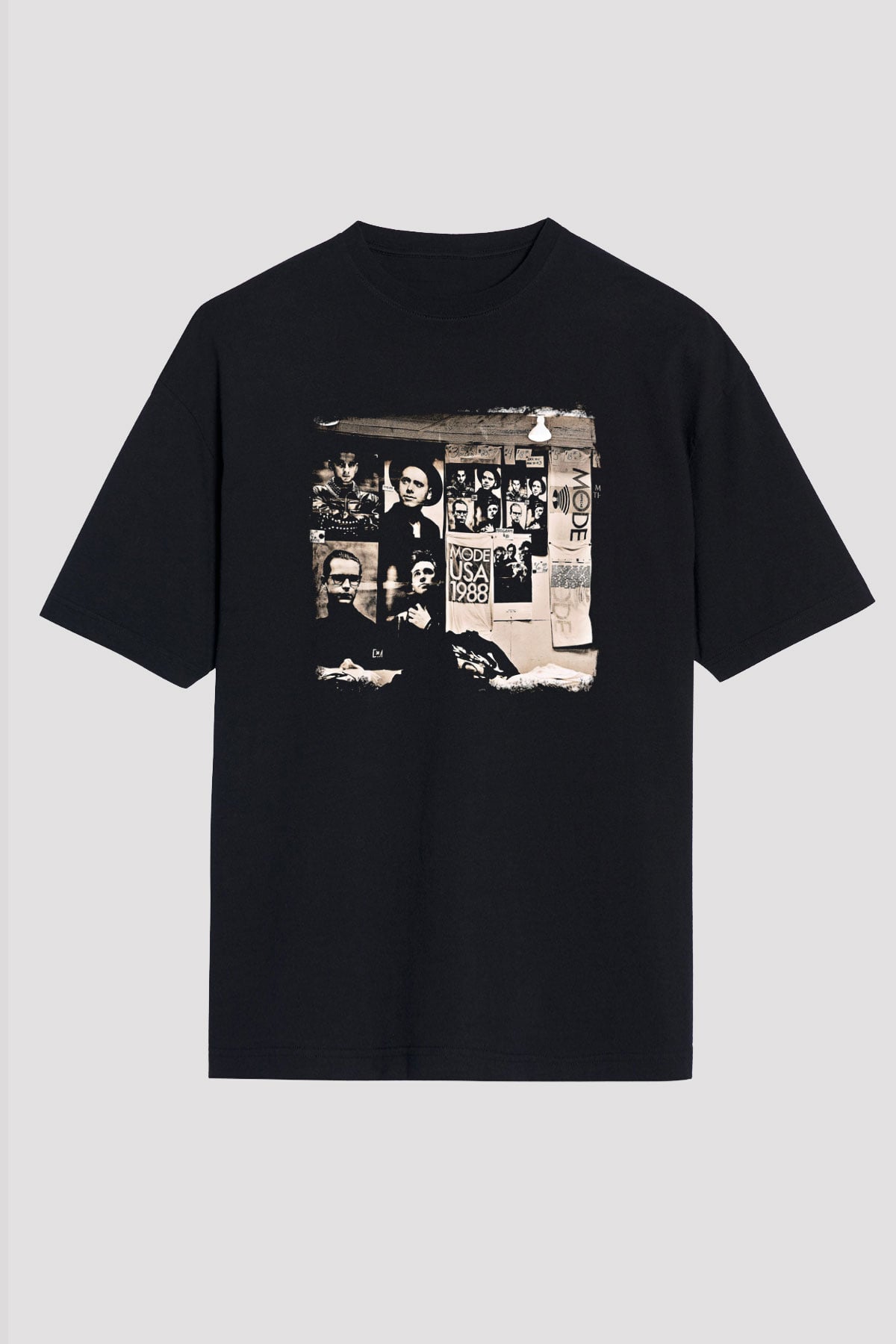 Depeche Mode Baskılı Unisex Siyah Oversize Tişört