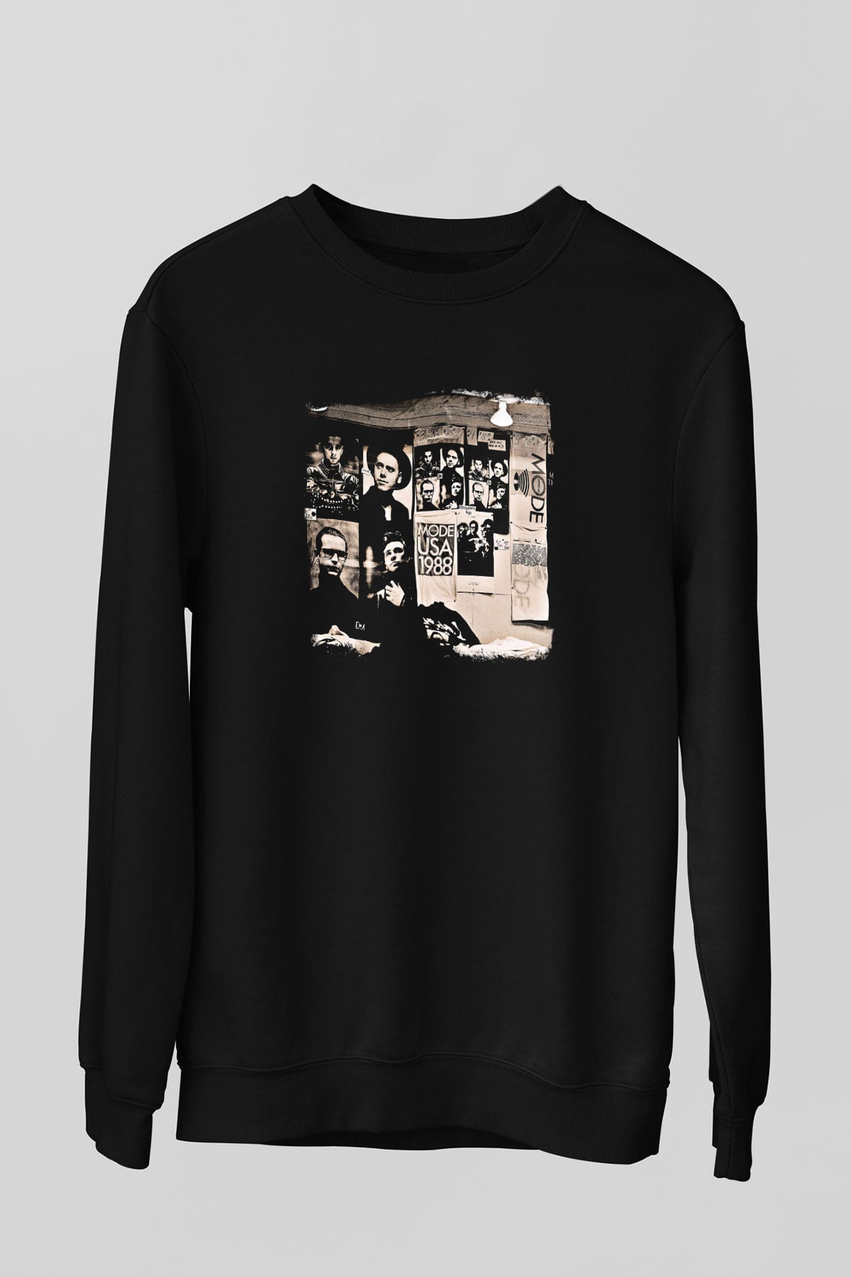 Depeche Mode Baskılı Unisex Siyah Sweatshirt