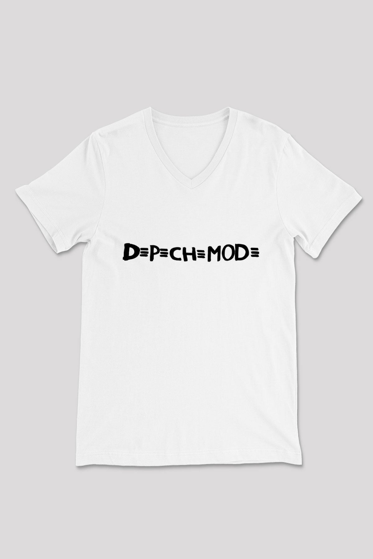 Depeche Mode Beyaz Unisex V Yaka Tişört T-Shirt