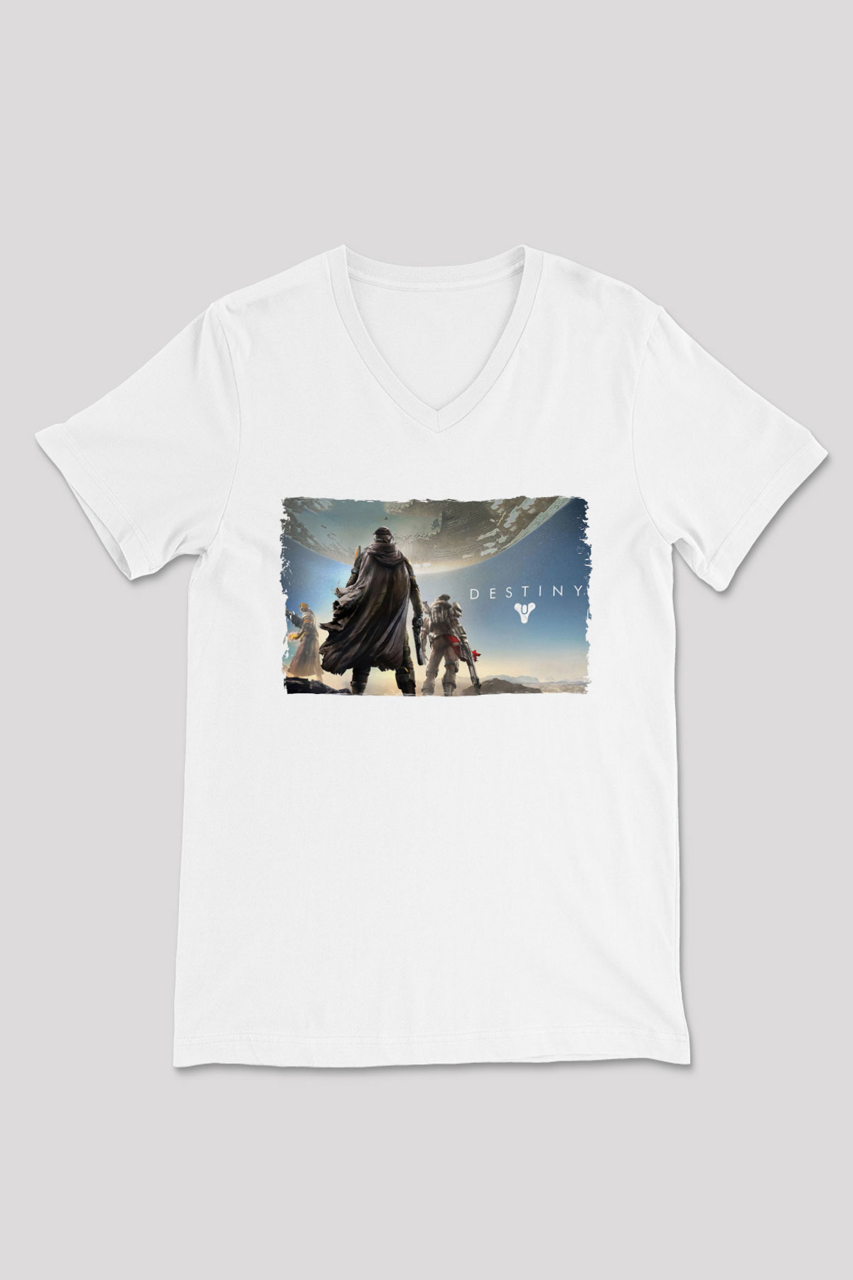 Destiny: Rise of Iron Beyaz Unisex V Yaka Tişört