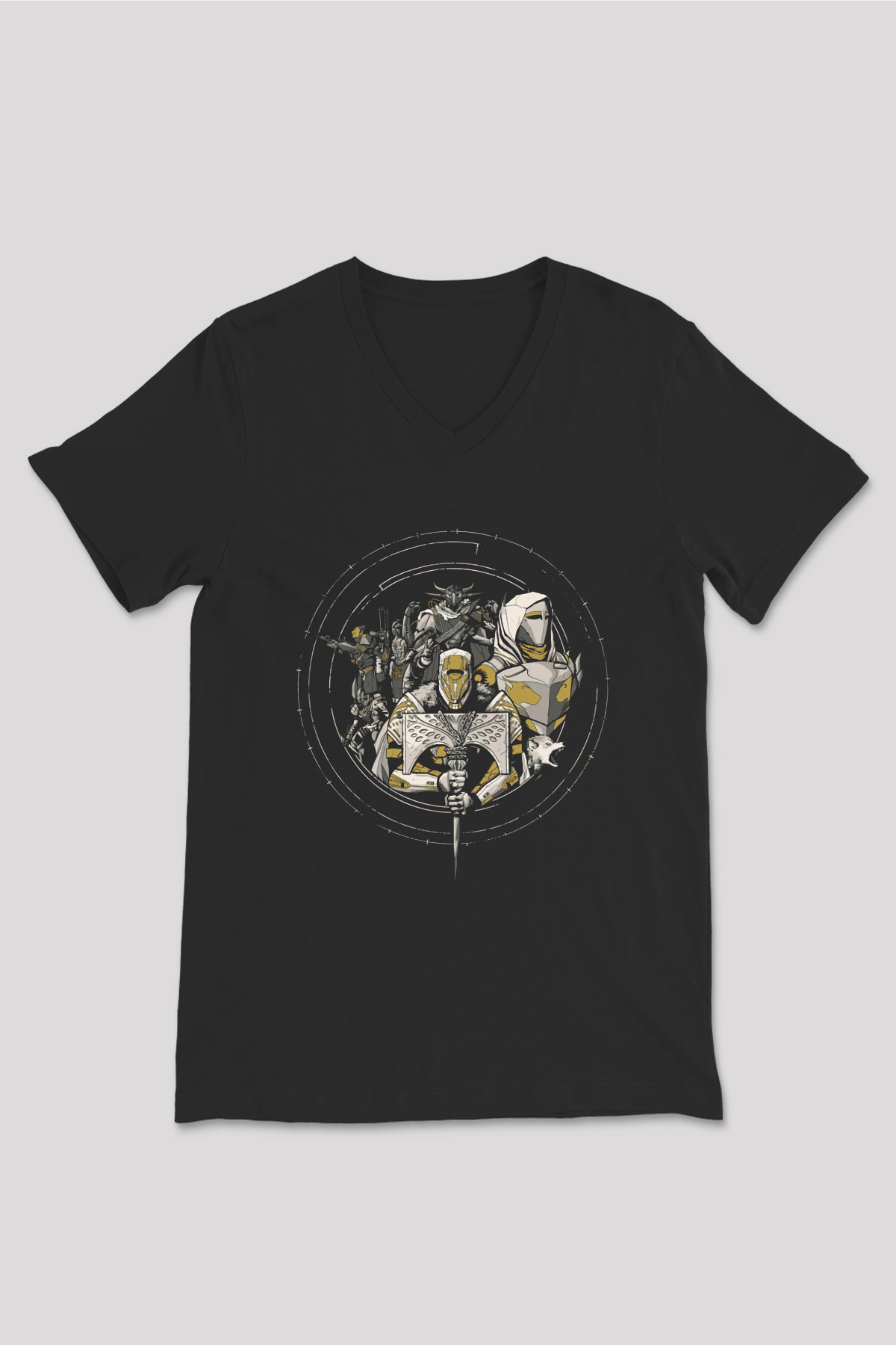Destiny: Rise of Iron Siyah Unisex V Yaka Tişört T-Shirt