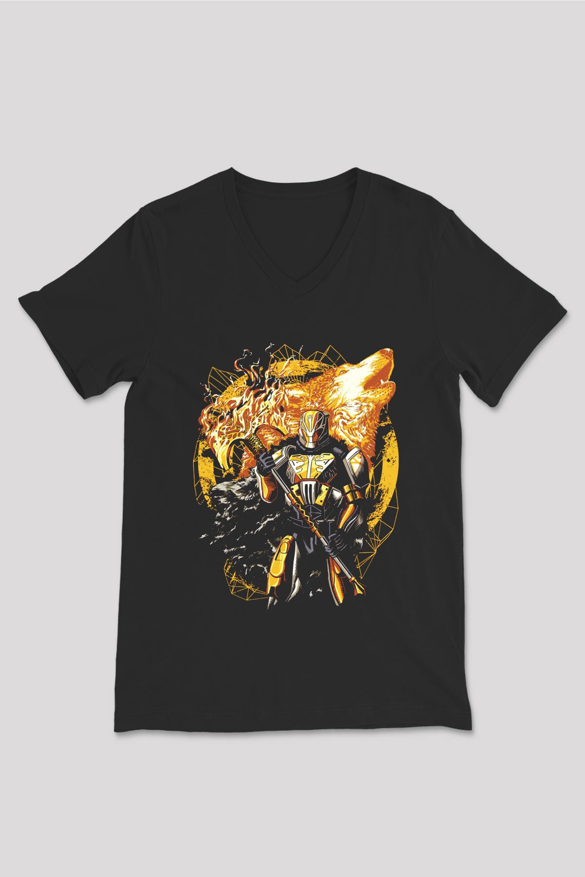 Destiny: Rise of Iron Siyah Unisex V Yaka Tişört T-Shirt