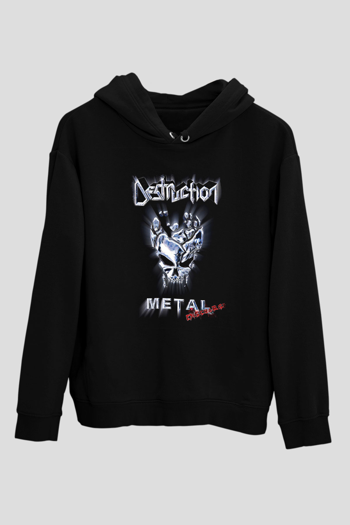 Destruction Baskılı Unisex Siyah Hoodie