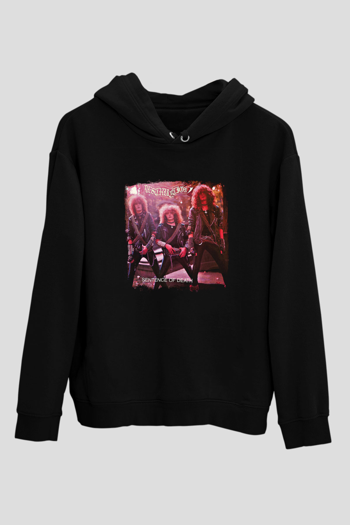 Destruction Baskılı Unisex Siyah Hoodie