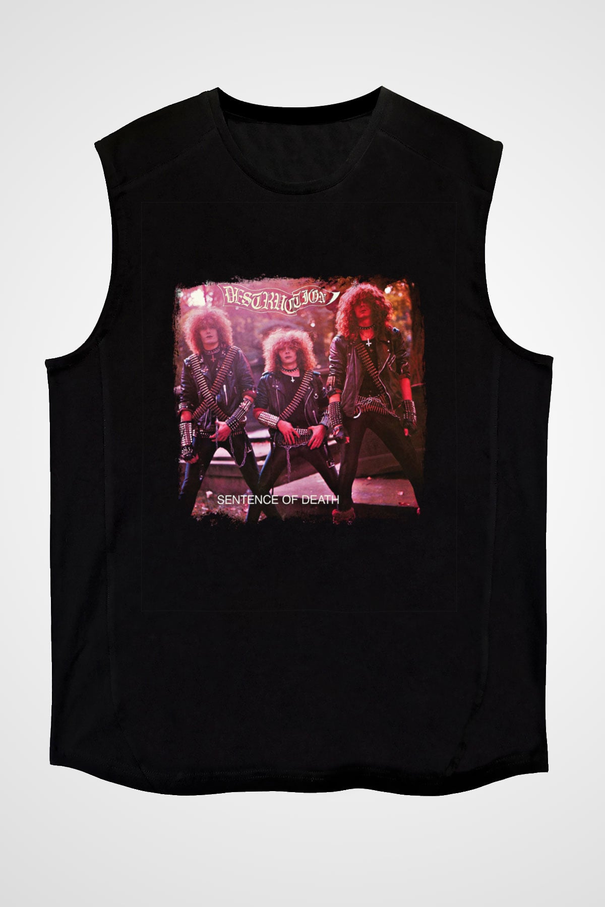 Destruction Baskılı Unisex Siyah Kolsuz Tişört