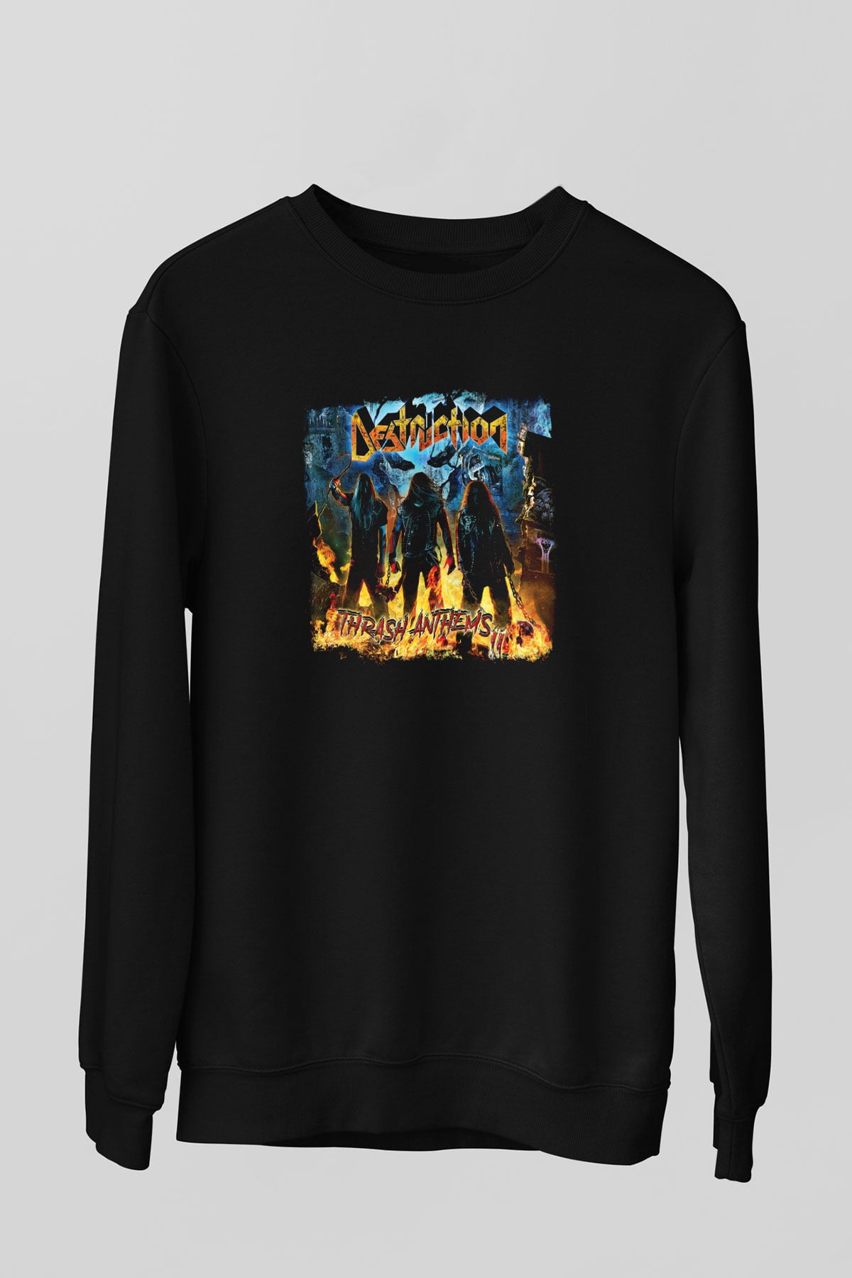 Destruction Baskılı Unisex Siyah Sweatshirt