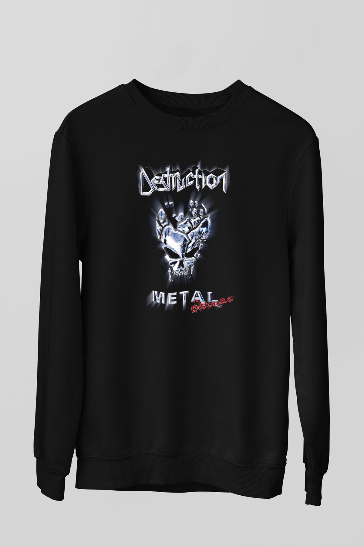 Destruction Baskılı Unisex Siyah Sweatshirt