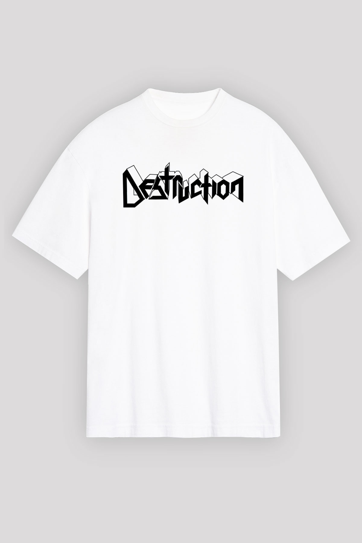 Destruction Beyaz Unisex Oversize Tişört T-Shirt