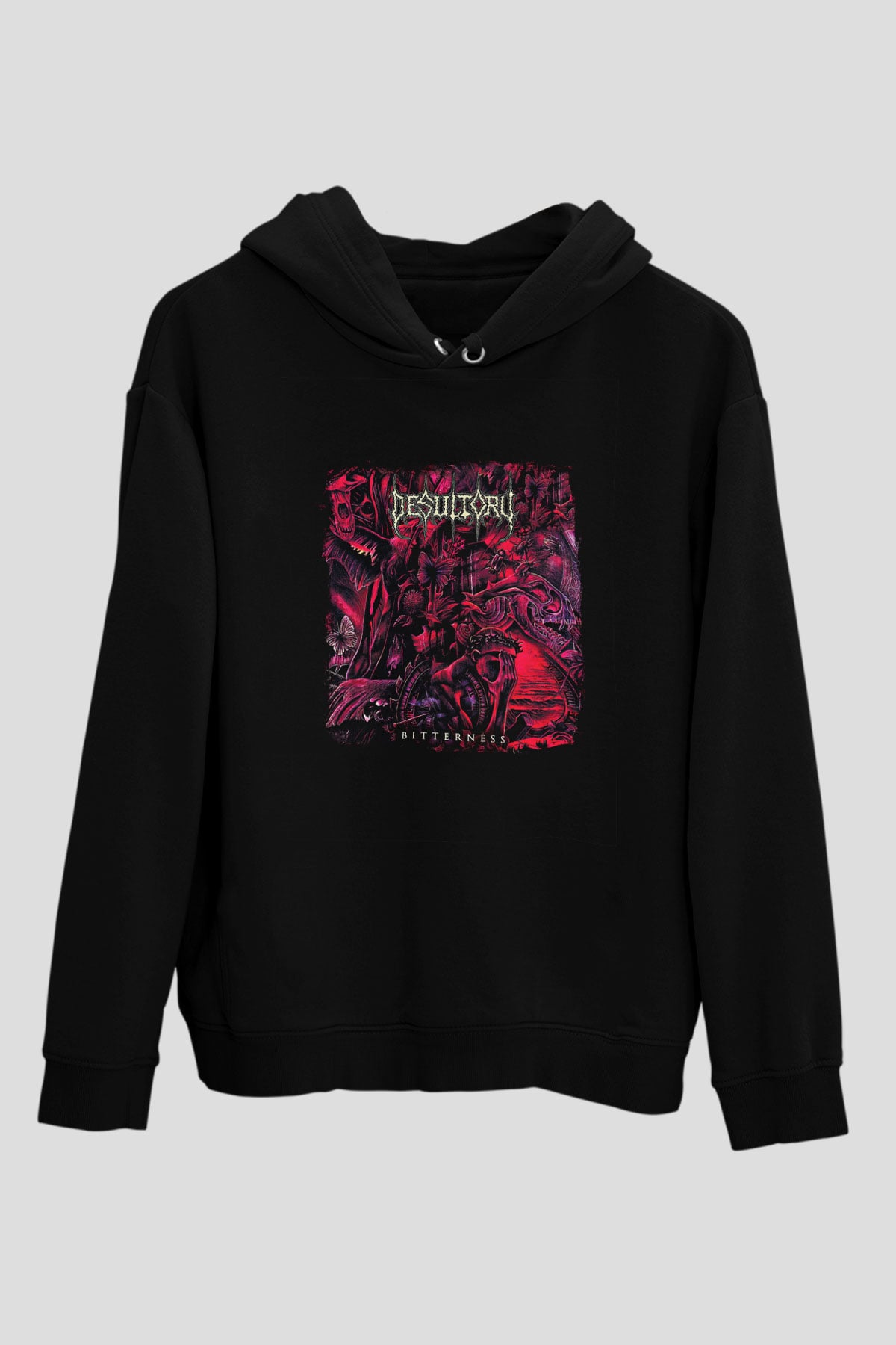 Desultory Baskılı Unisex Siyah Hoodie