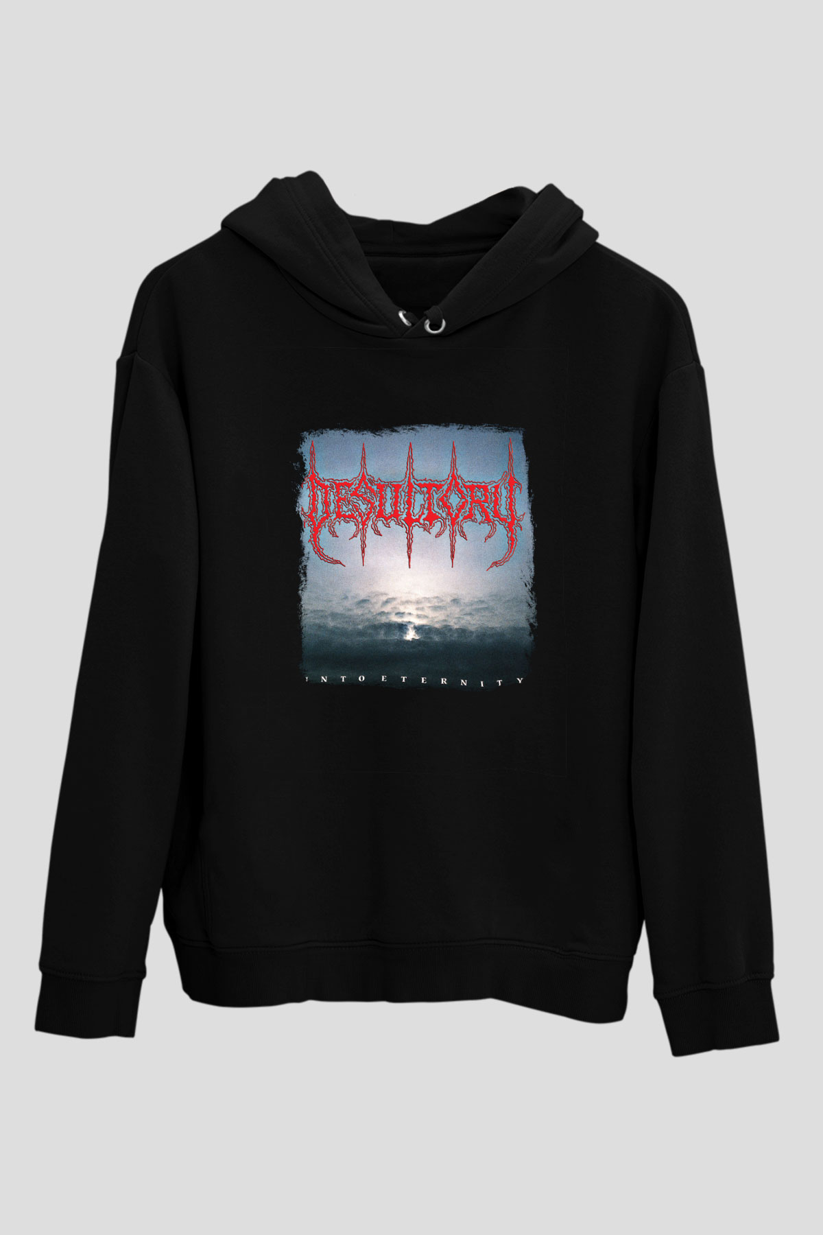 Desultory Baskılı Unisex Siyah Hoodie