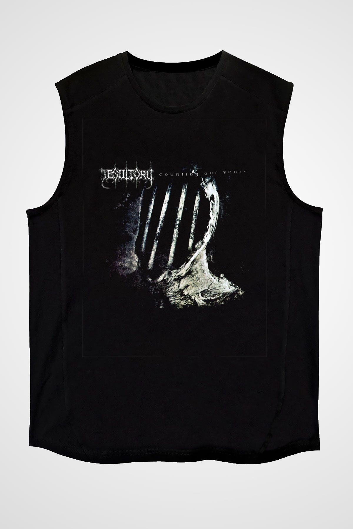 Desultory Baskılı Unisex Siyah Kolsuz Tişört