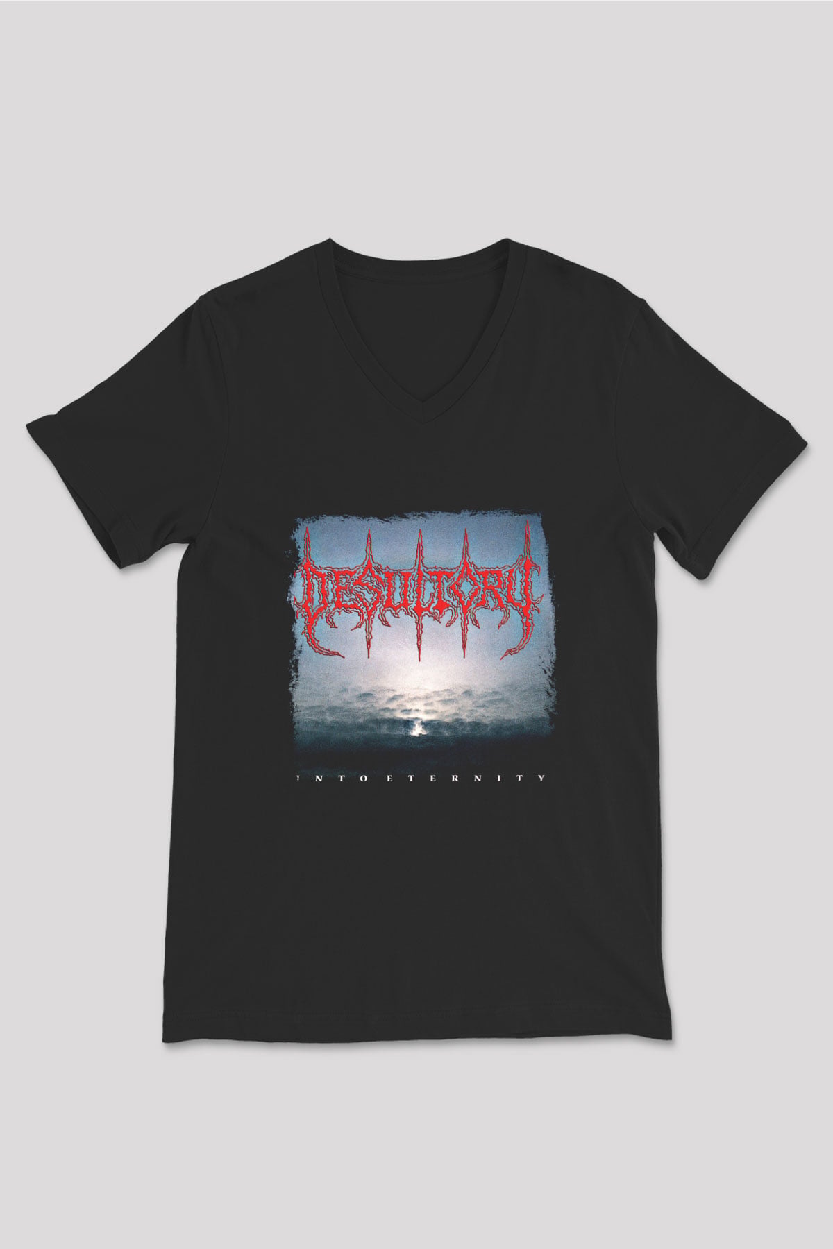 Desultory Baskılı Unisex Siyah V Yaka Tişört