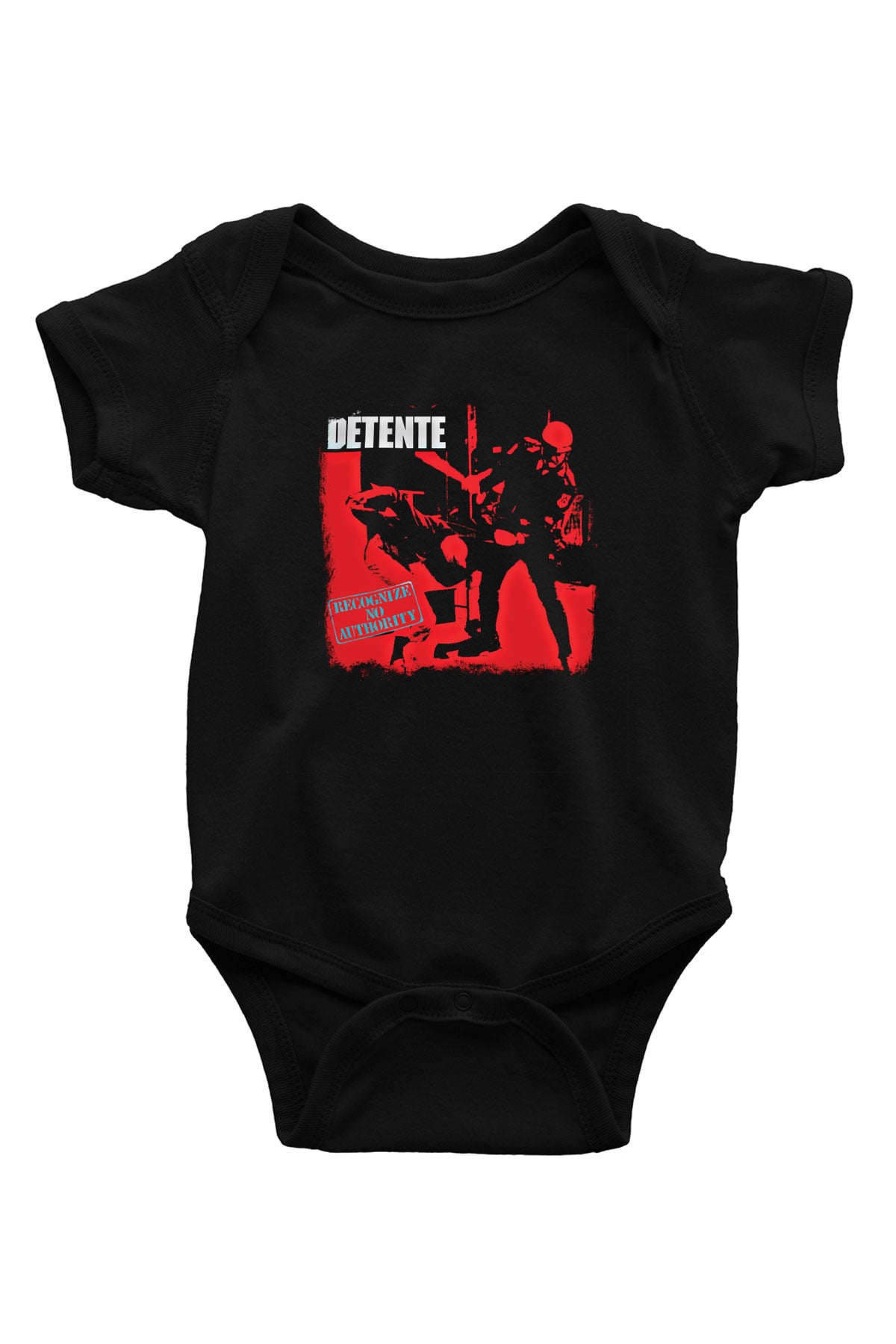 Detente Baskılı Unisex Siyah Bebek Body - Zıbın