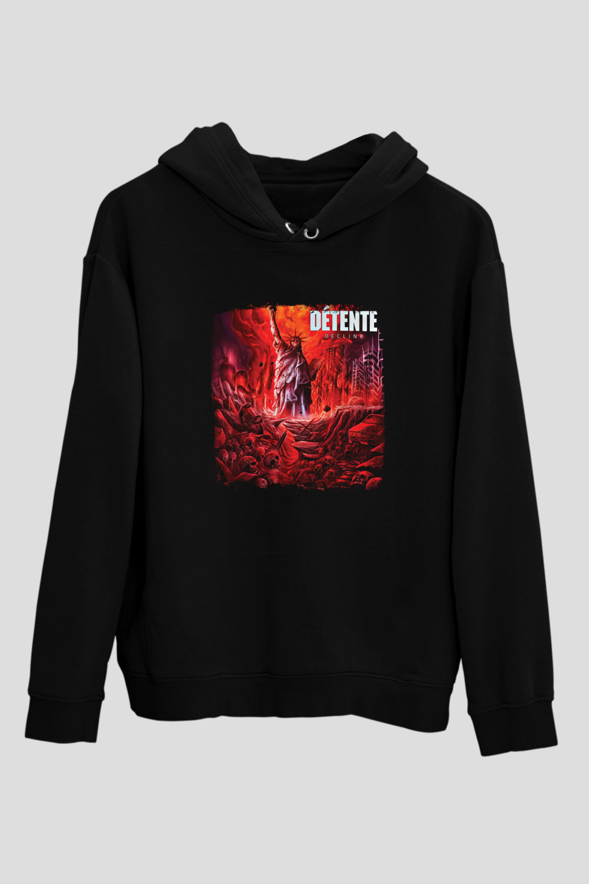 Detente Baskılı Unisex Siyah Hoodie