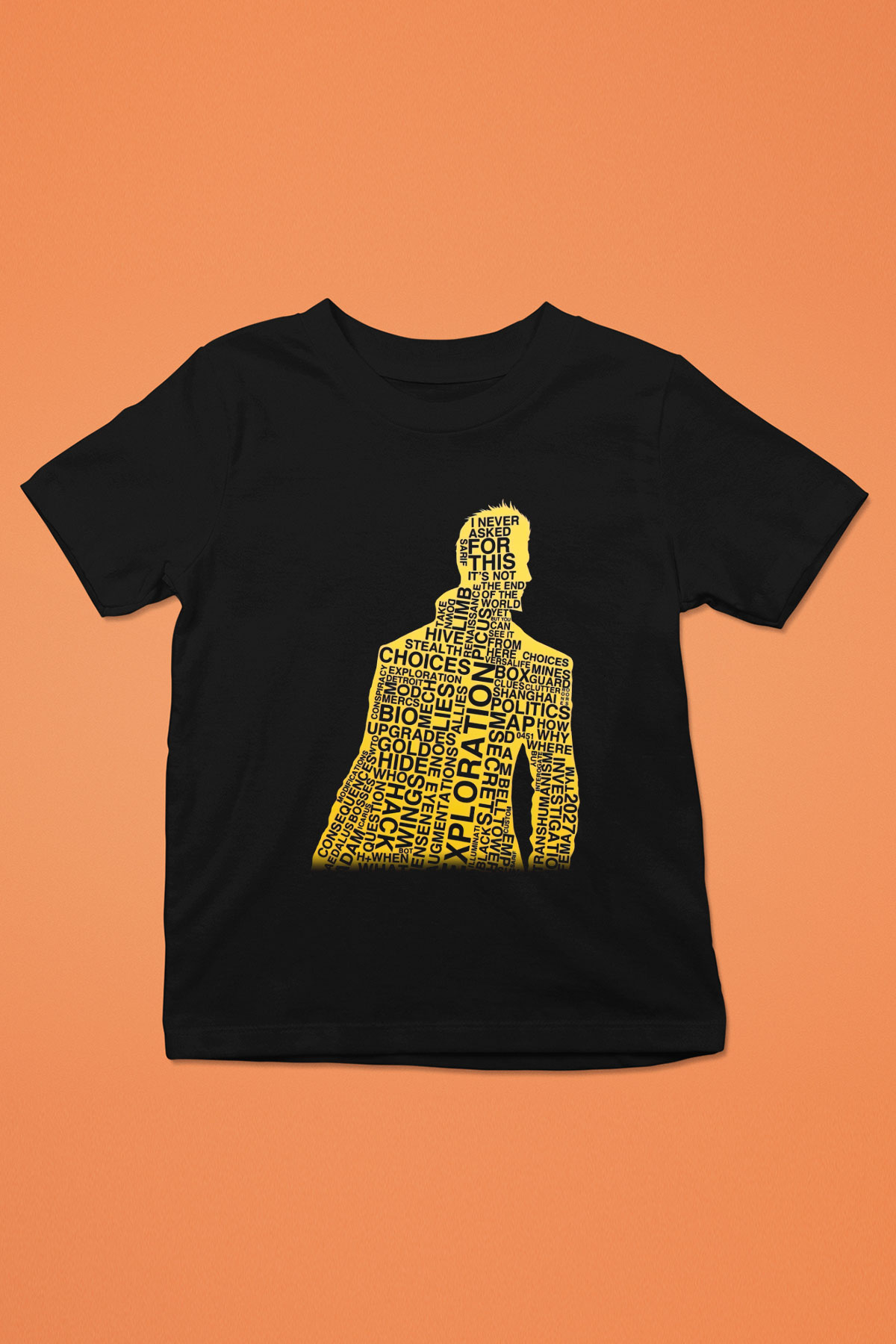 Deus Ex Baskılı Siyah Unisex Çocuk Tişört