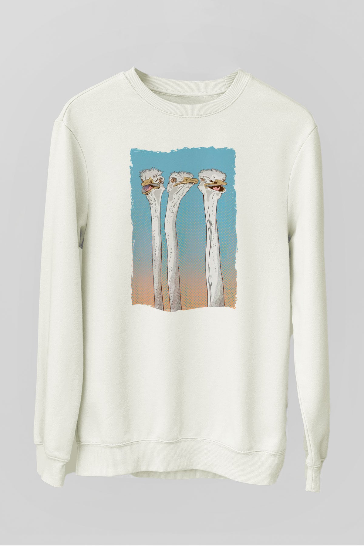 Deve Kuşları Çetesi Baskılı Unisex Beyaz  Sweatshirt