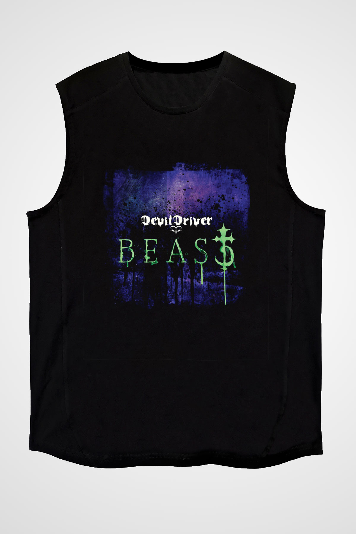 Devil Driver Baskılı Unisex Siyah Kolsuz Tişört