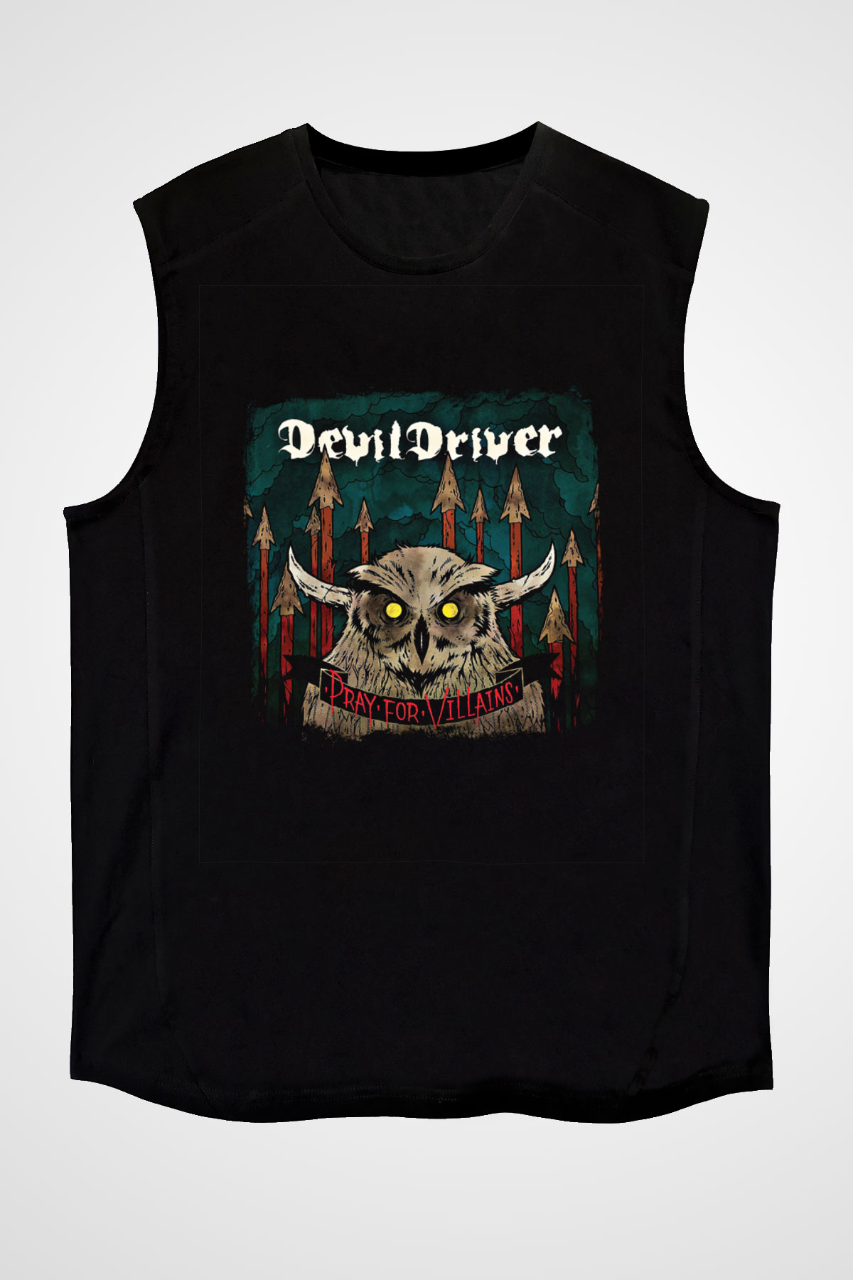 Devil Driver Baskılı Unisex Siyah Kolsuz Tişört